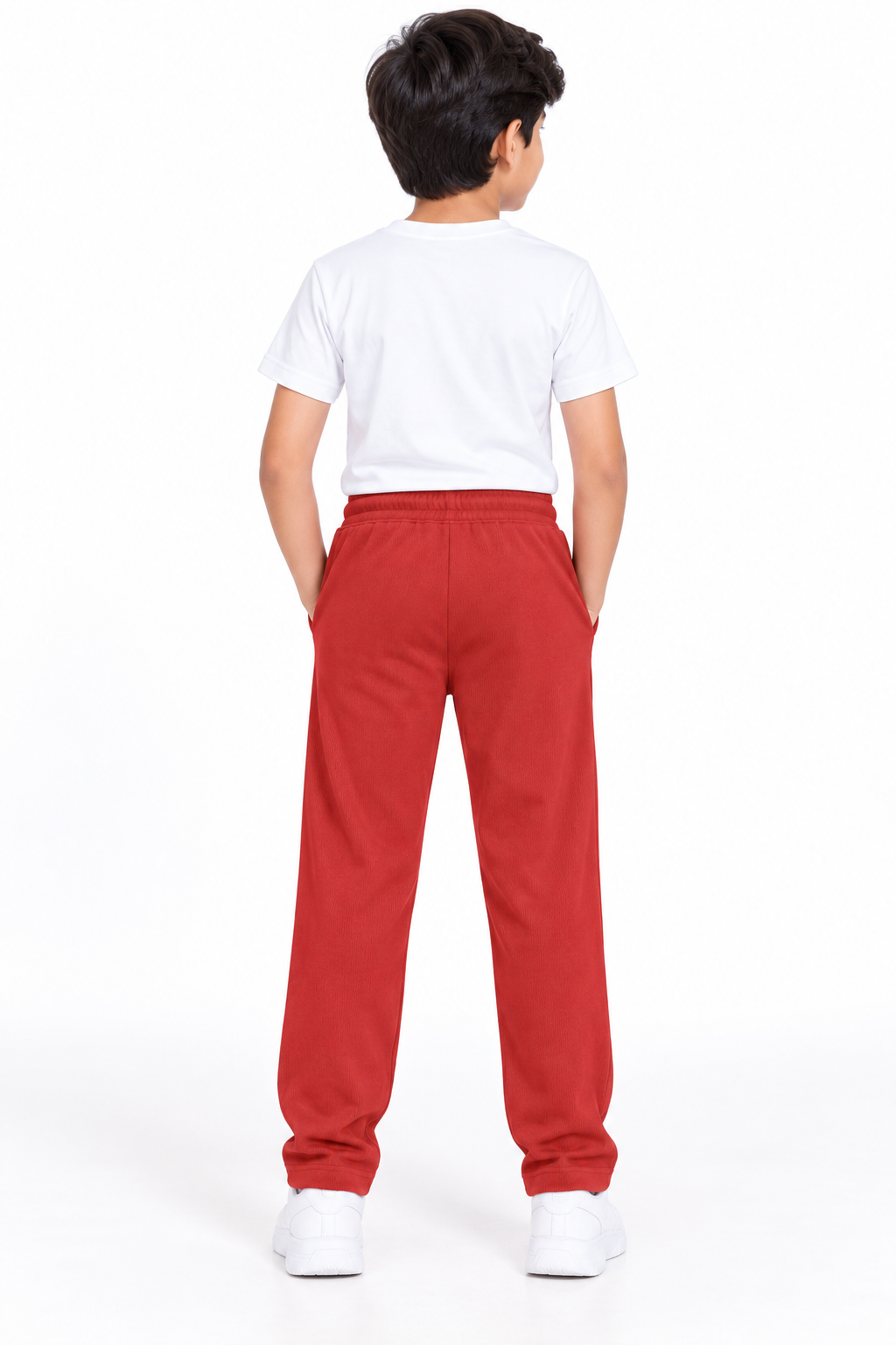 Boys Brick Red Rib Fabric Track Pant