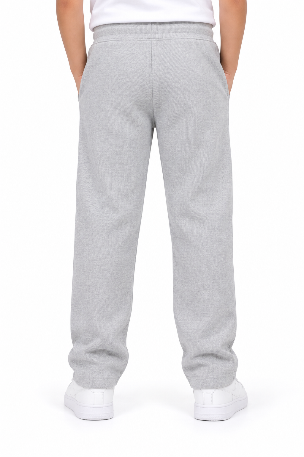 Boys Light Grey Rib Fabric Track Pant
