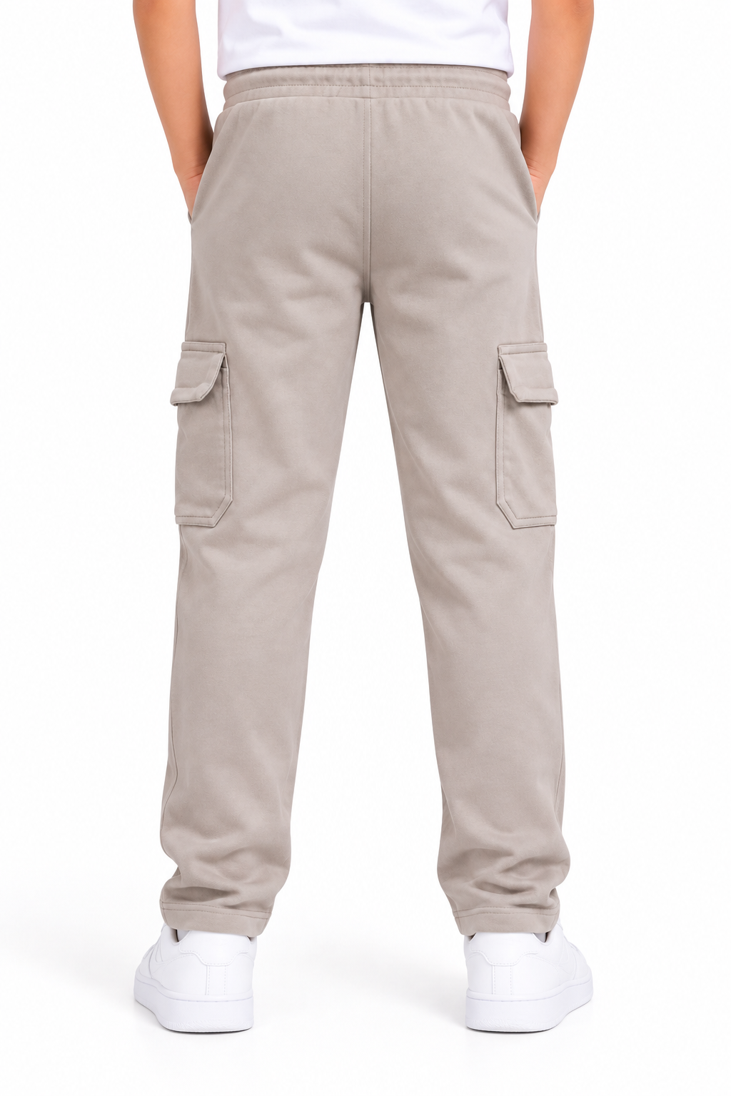 Boys Beige Cargo Track Pant