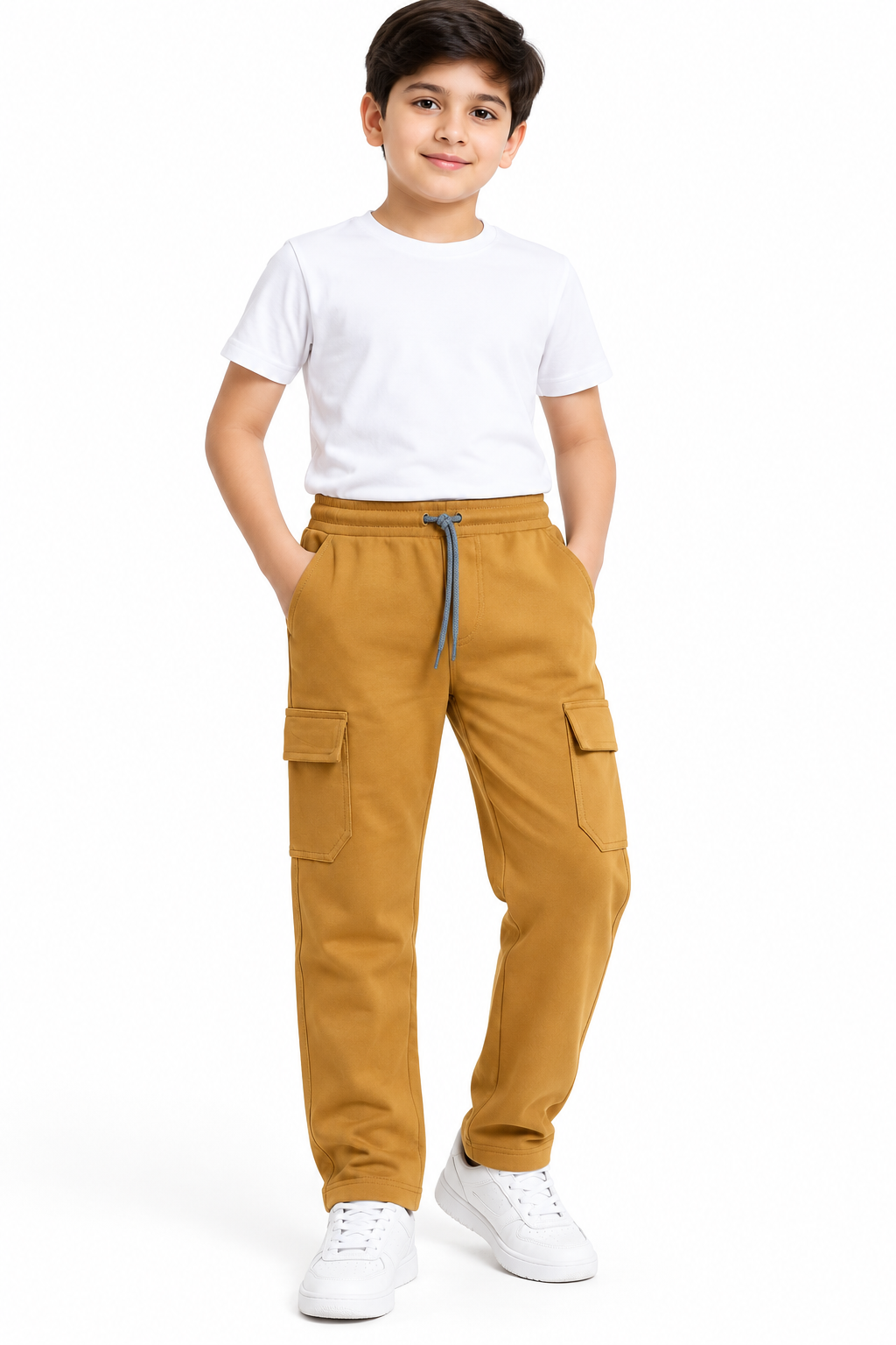 Boys Mustard Yellow Cargo Track Pant