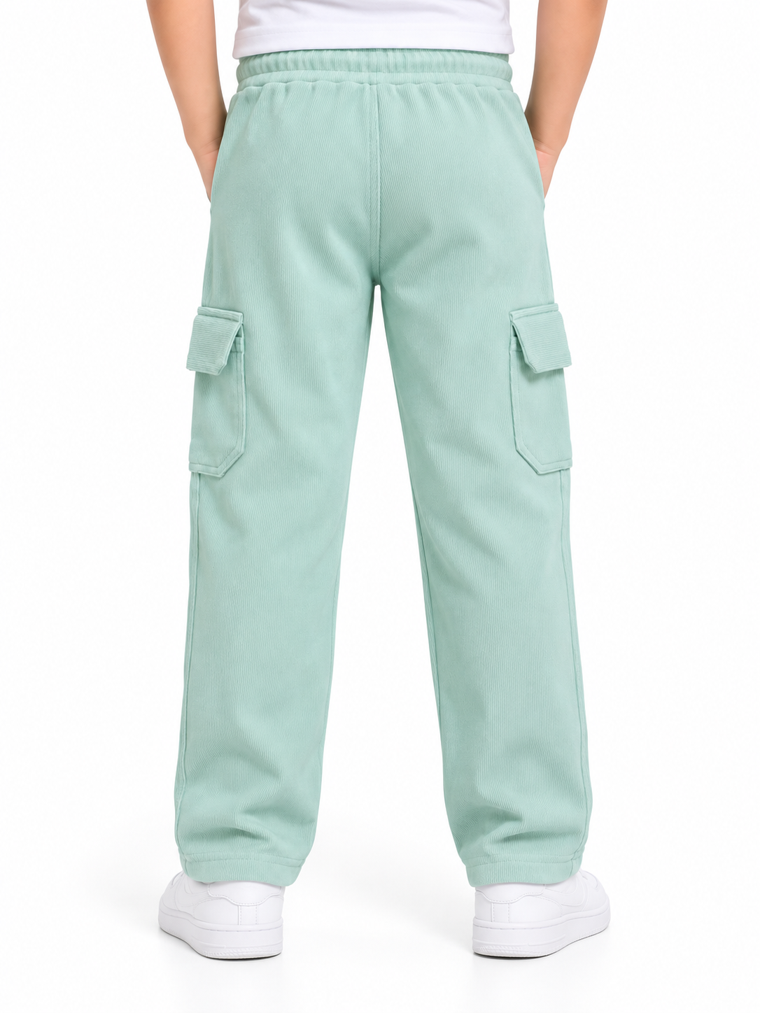 Boys Light Pista Green Rib Cargo Track Pant