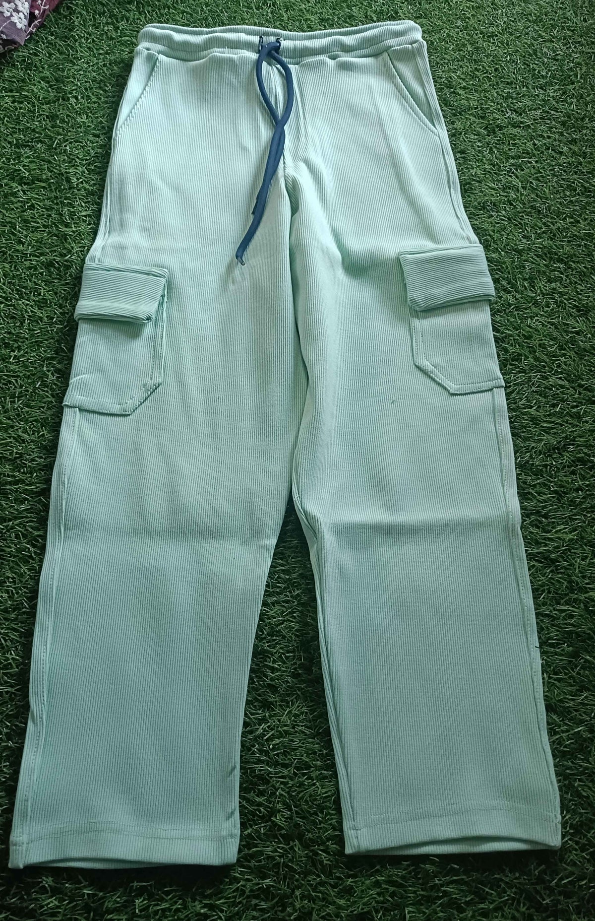 Boys Light Pista Green Rib Cargo Track Pant