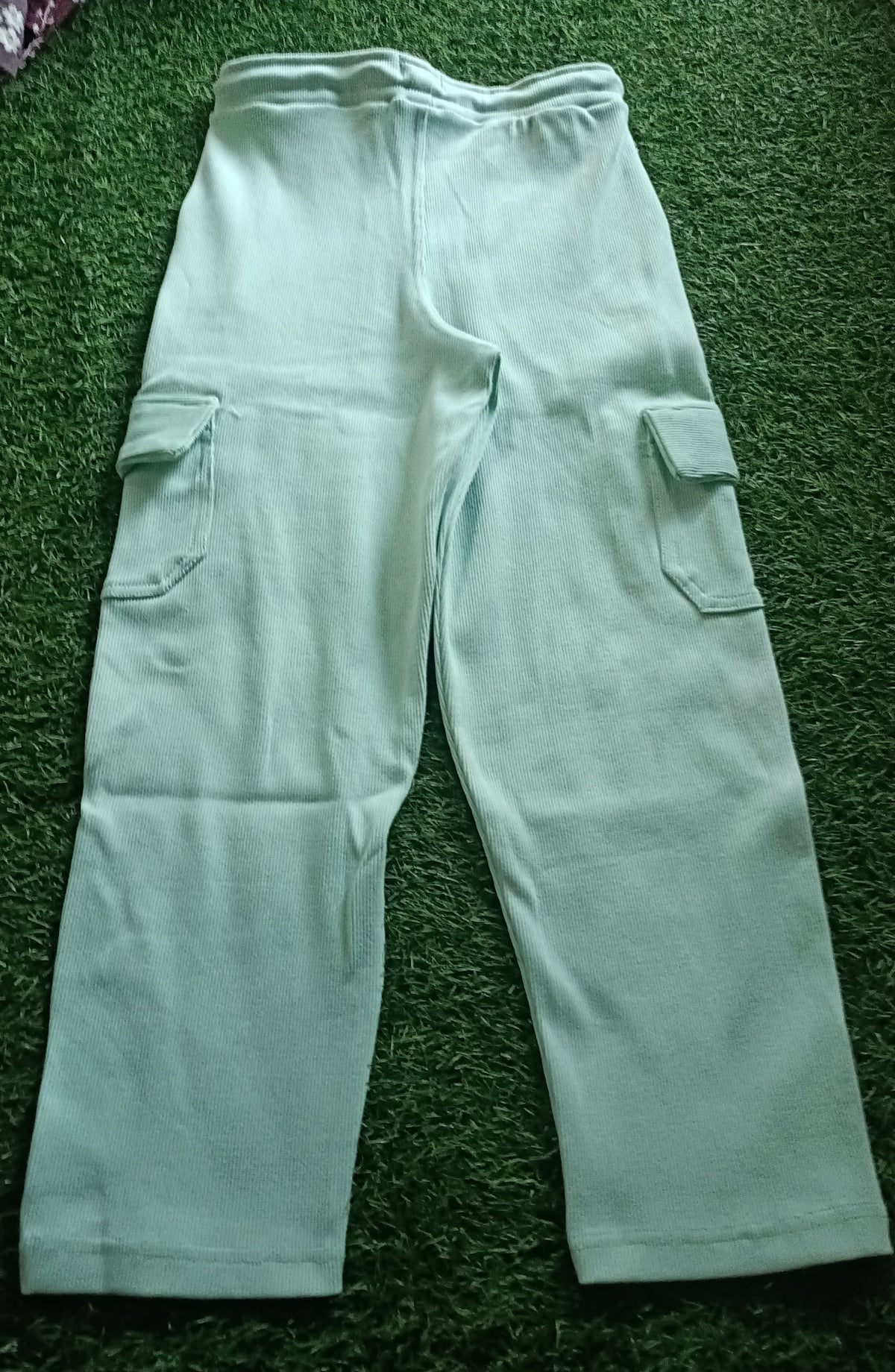 Boys Light Pista Green Rib Cargo Track Pant
