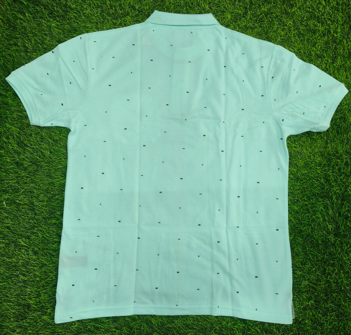 Men’s Mint Green Printed Knitted Cotton Polo T-Shirt