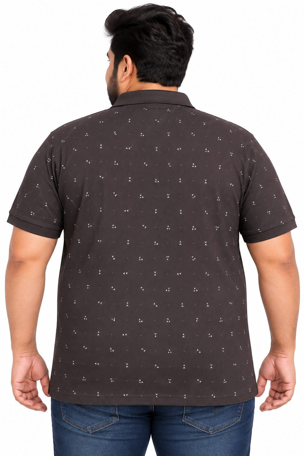 Men’s Black Color  Printed Knitted Cotton Polo T-Shirt
