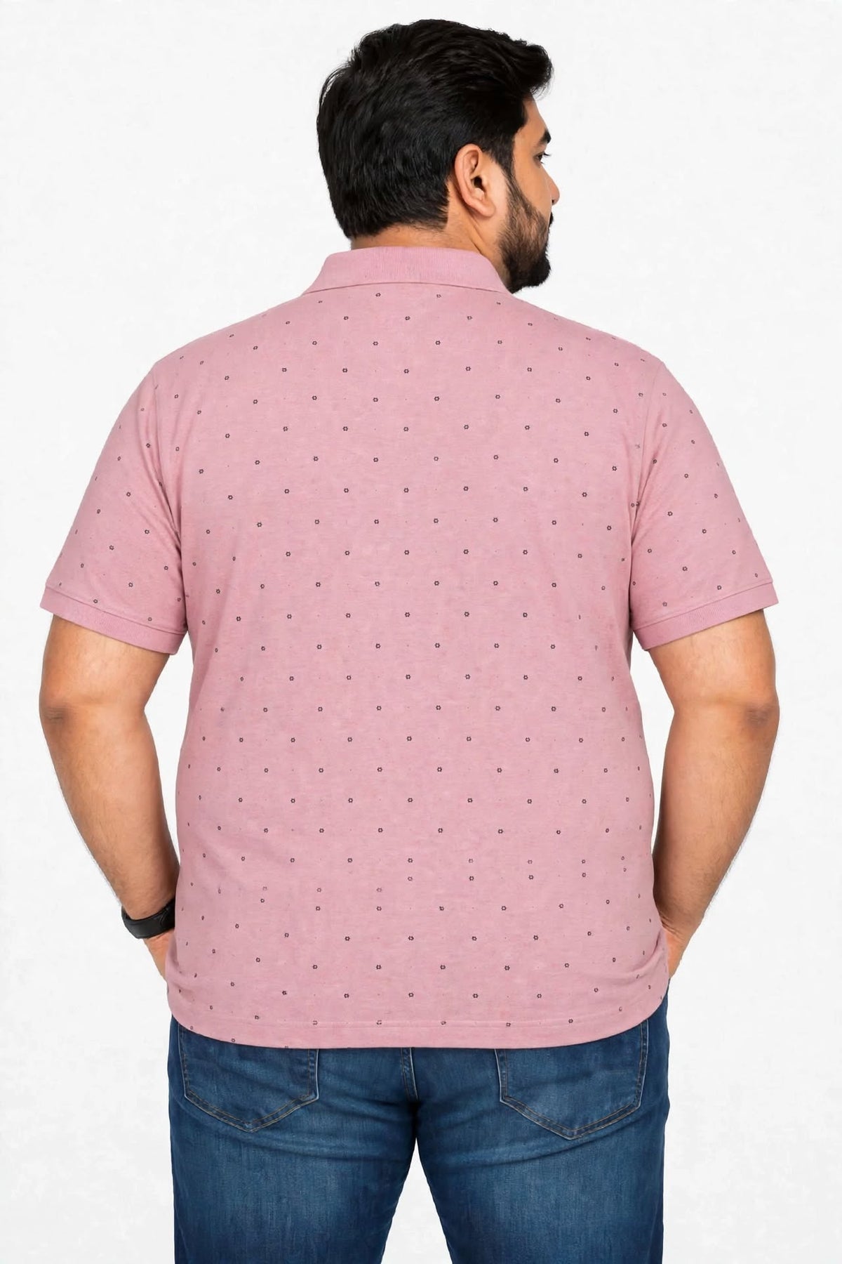 Men’s Light Purple Printed Knitted Cotton Polo T-Shirt