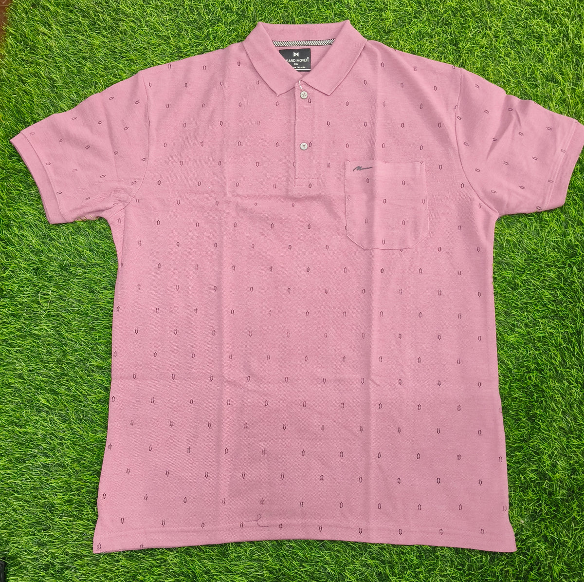 Men’s Light Purple Printed Knitted Cotton Polo T-Shirt