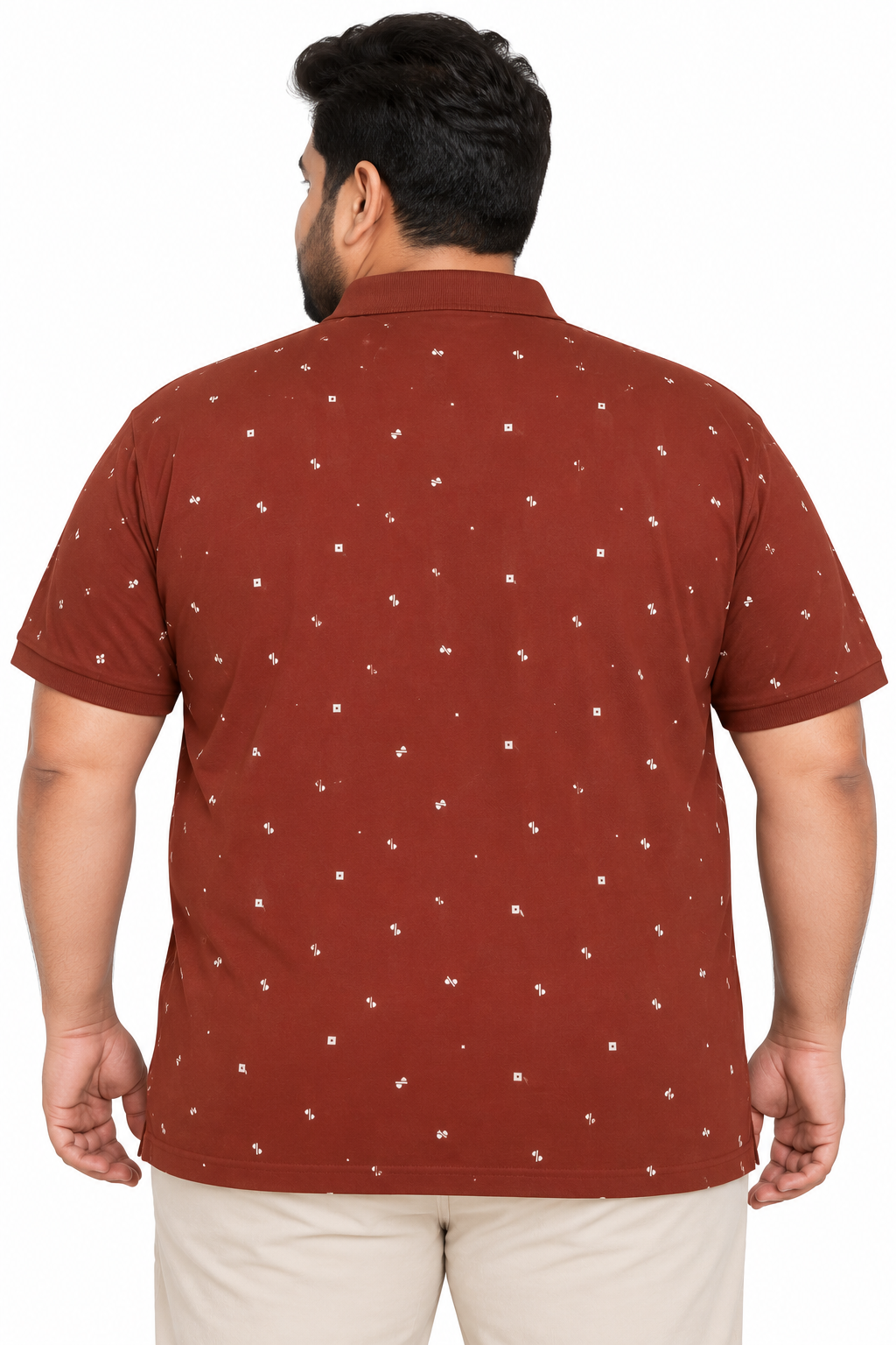 Men's Maroon Knitted Cotton Polo T-Shirt