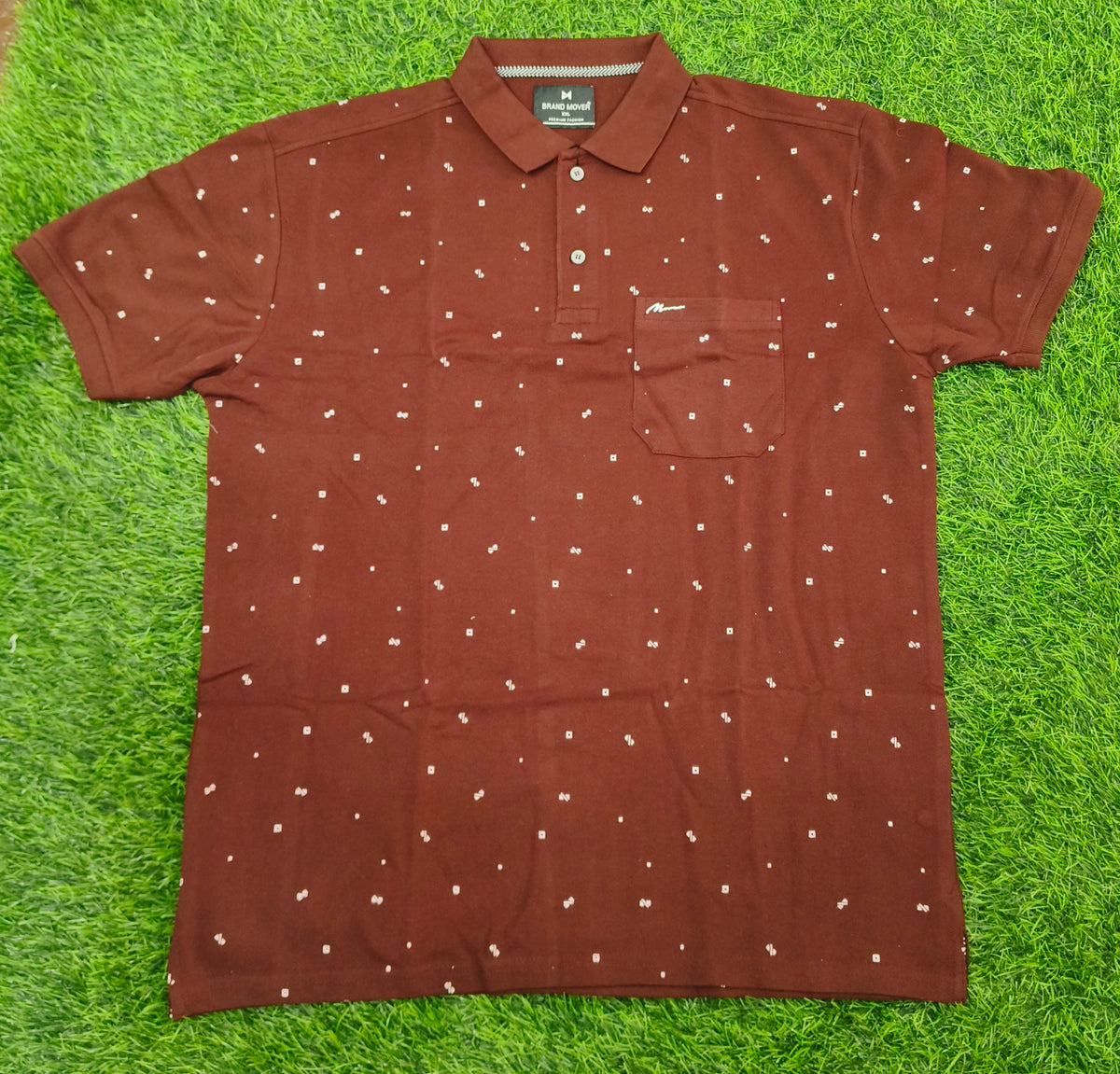 Men's Maroon Knitted Cotton Polo T-Shirt