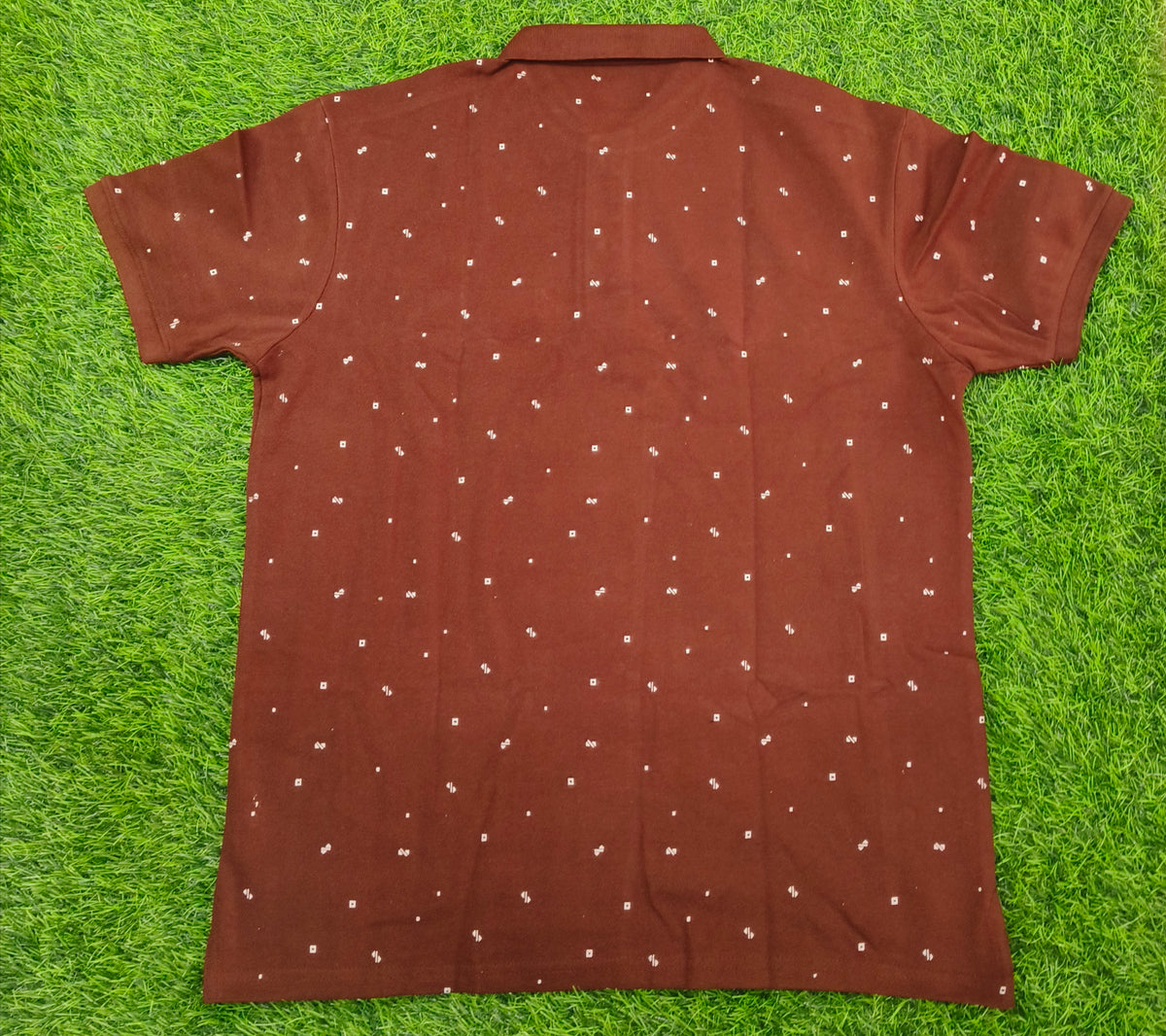 Men's Maroon Knitted Cotton Polo T-Shirt