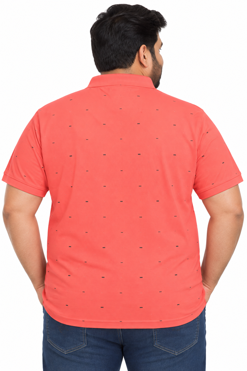 Men's Coral Pink color Knitted Cotton Polo T-Shirt