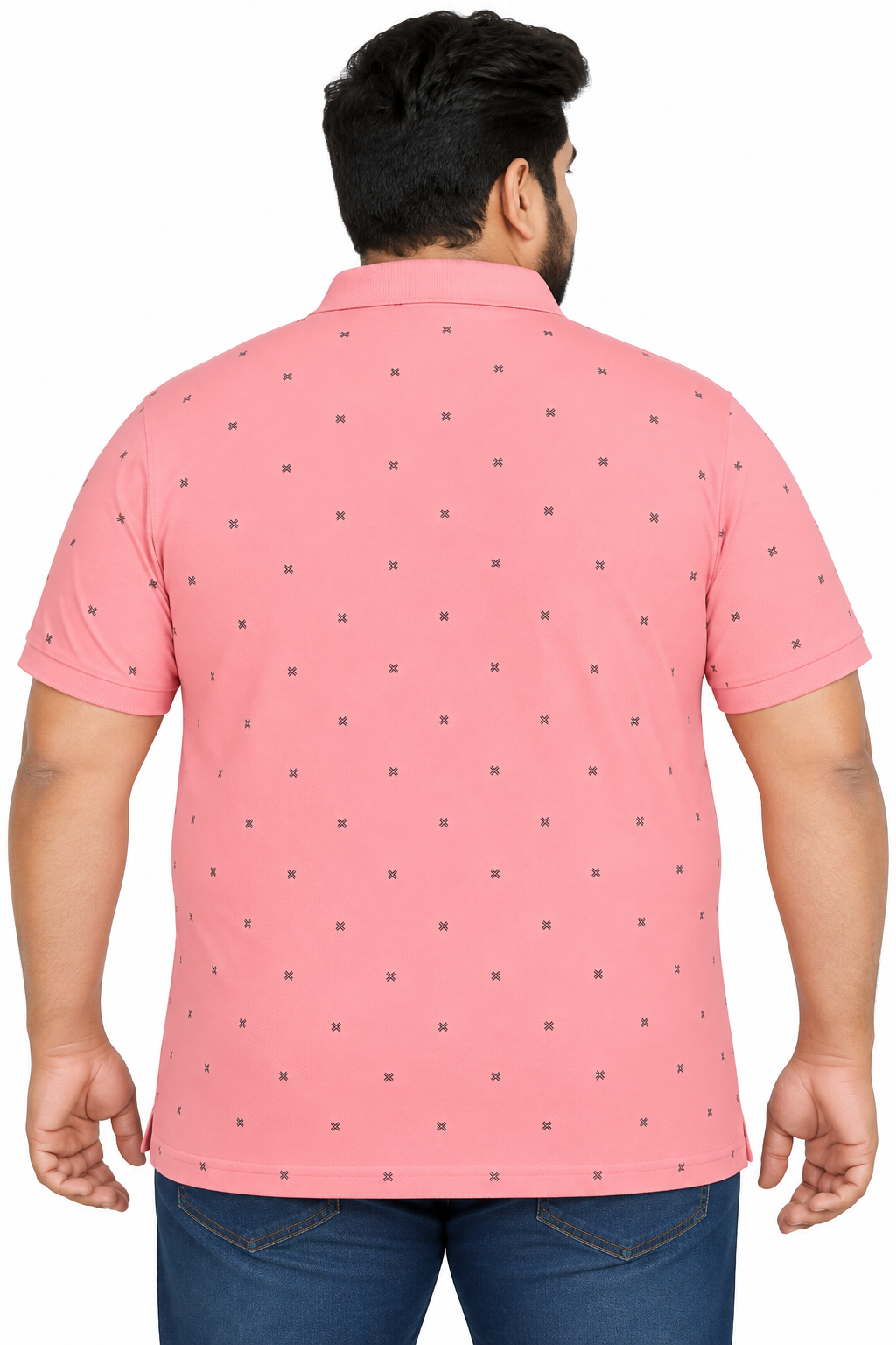 Men’s Dusty Pink Printed Knitted Cotton Polo T-Shirt