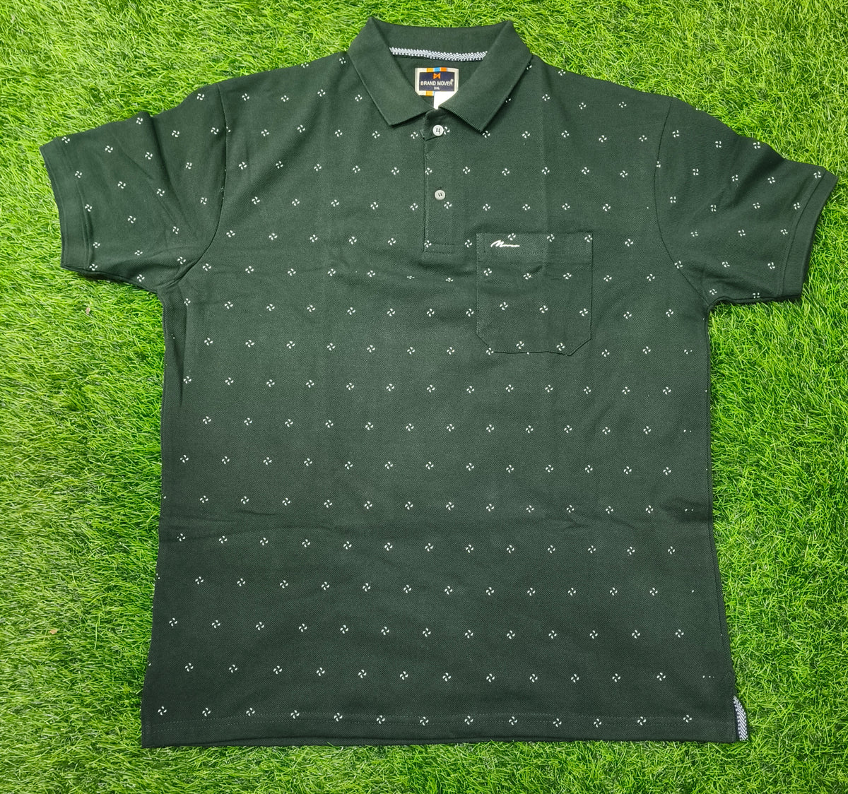 Men's Dark Green Knitted Cotton Polo T-Shirt