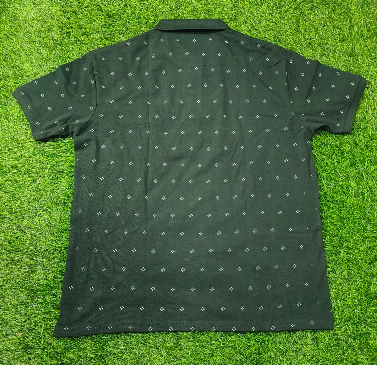 Men's Dark Green Knitted Cotton Polo T-Shirt
