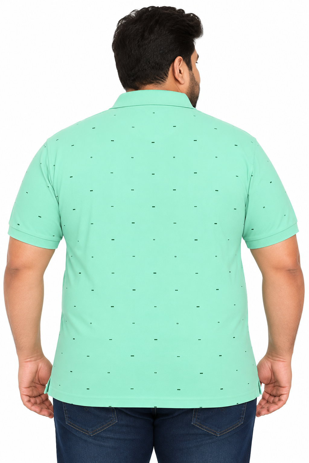 Men's Mint Green color Printed Knitted Cotton Polo T-Shirt