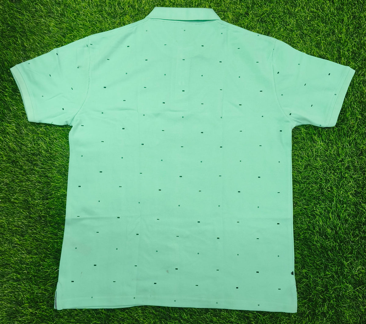 Men's Mint Green color Printed Knitted Cotton Polo T-Shirt