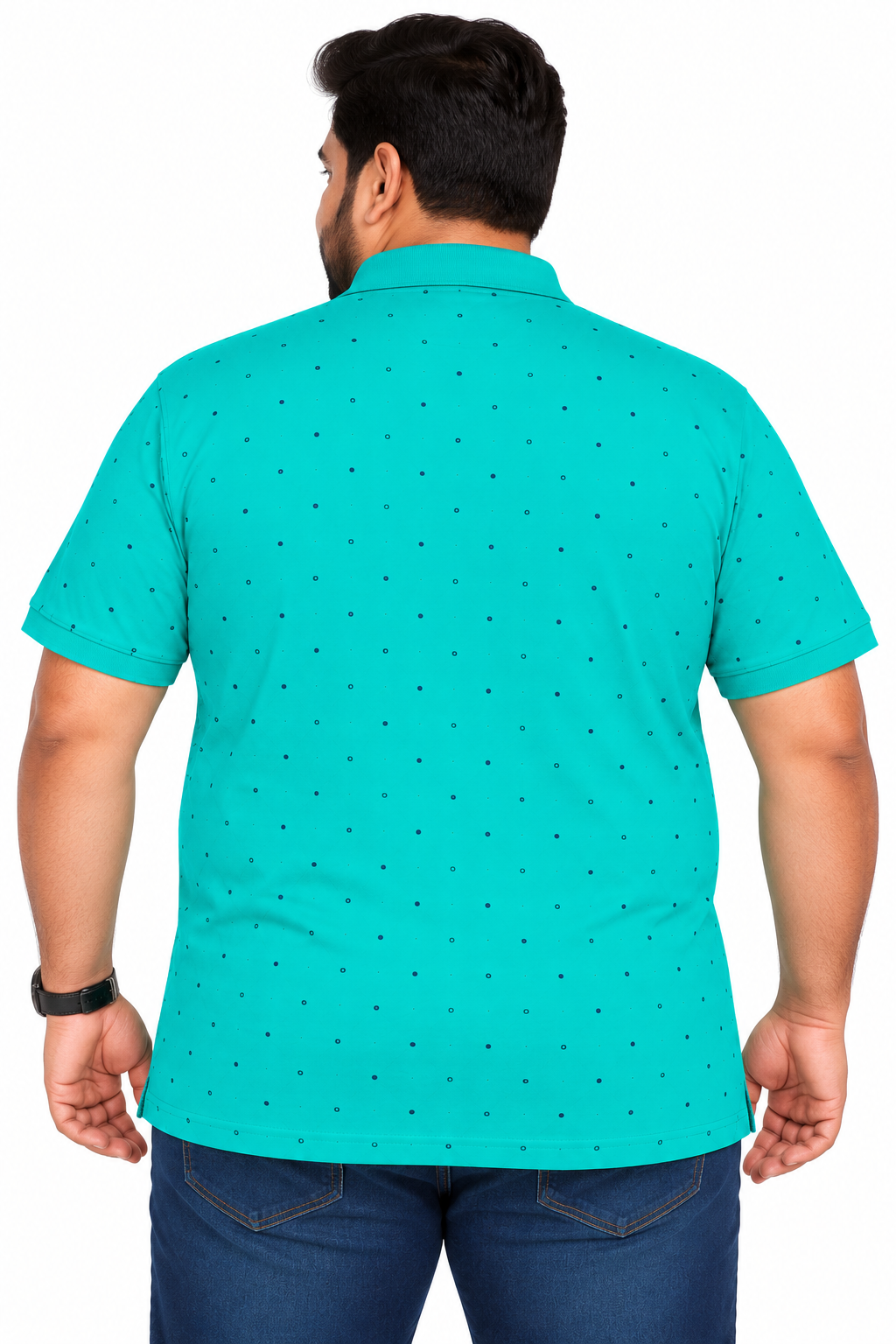 Men's Teal Green color Printed Knitted Cotton Polo T-Shirt