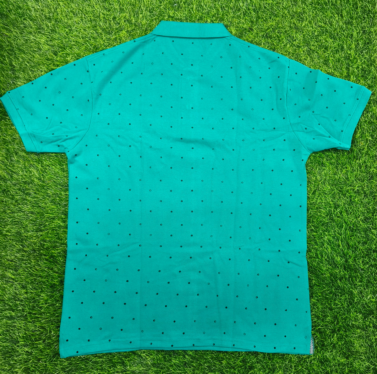 Men's Teal Green color Printed Knitted Cotton Polo T-Shirt
