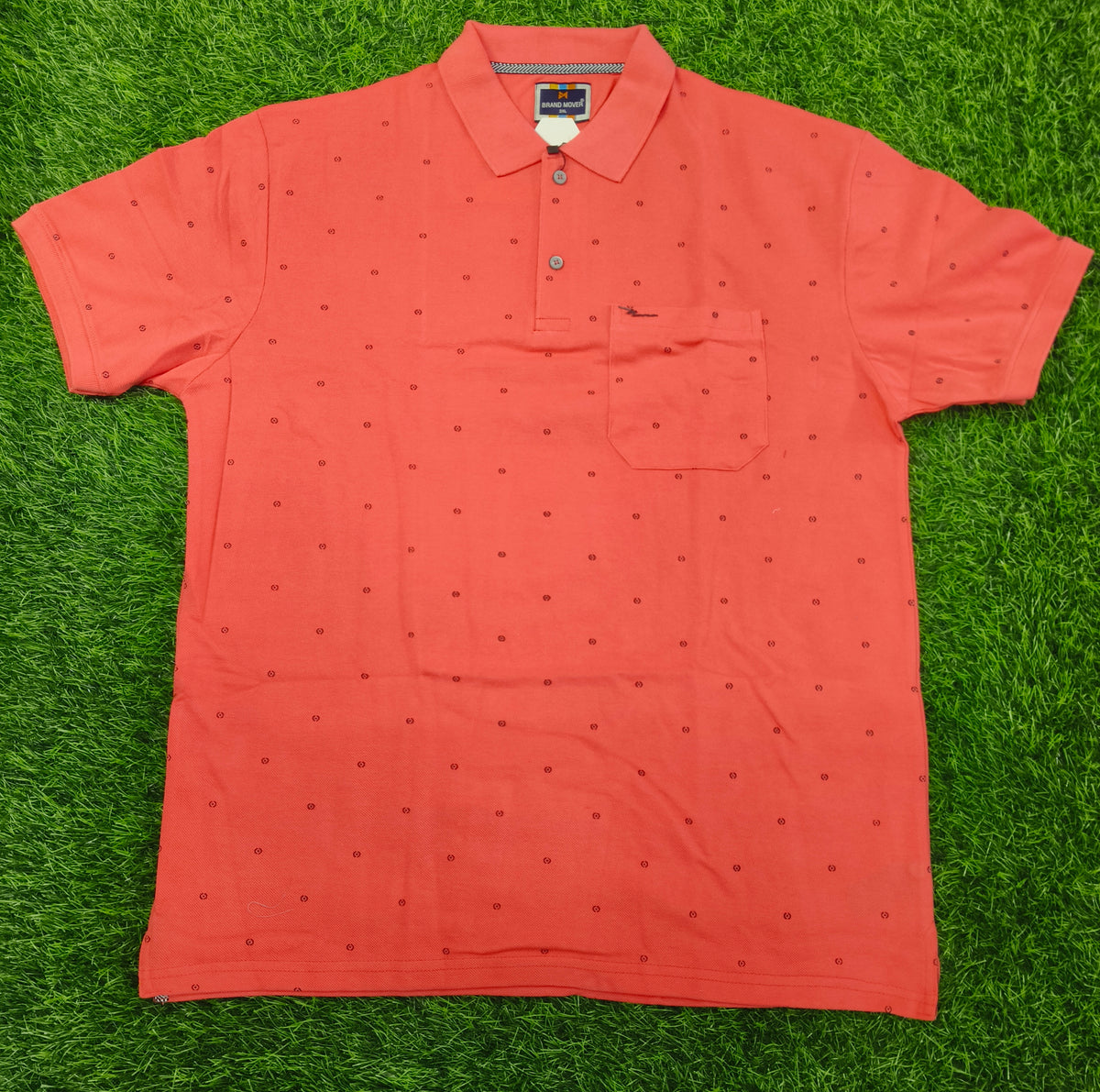 Men's Coral Pink Knitted Cotton Polo T-Shirt