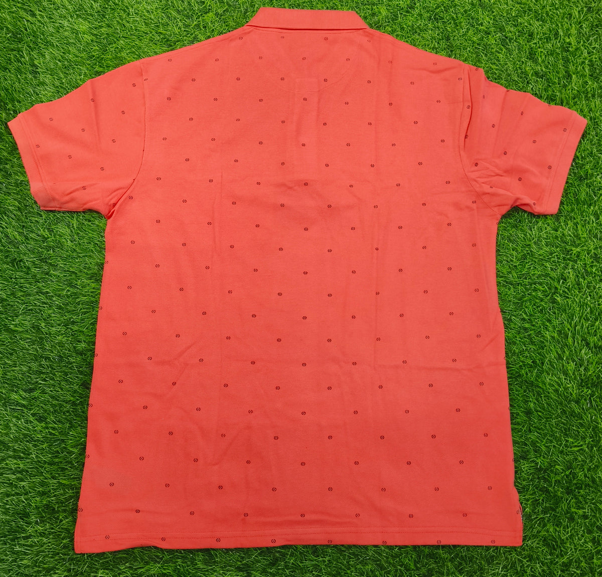 Men's Coral Pink Knitted Cotton Polo T-Shirt