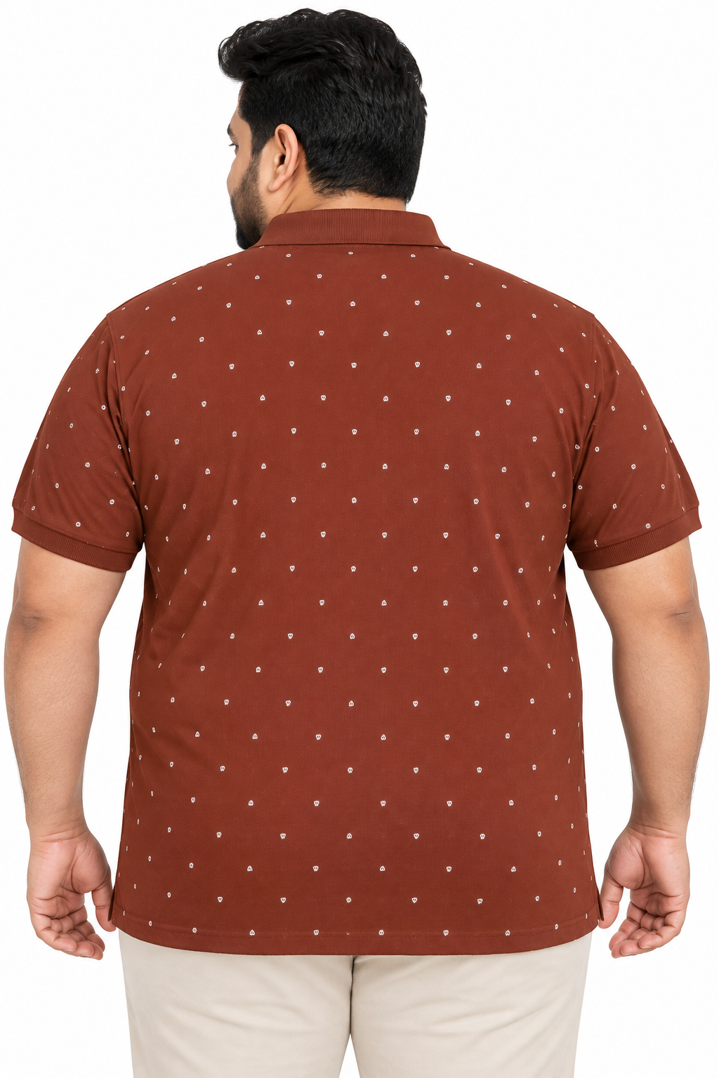 Men's Maroon Printed Knitted Cotton Polo T-Shirt with