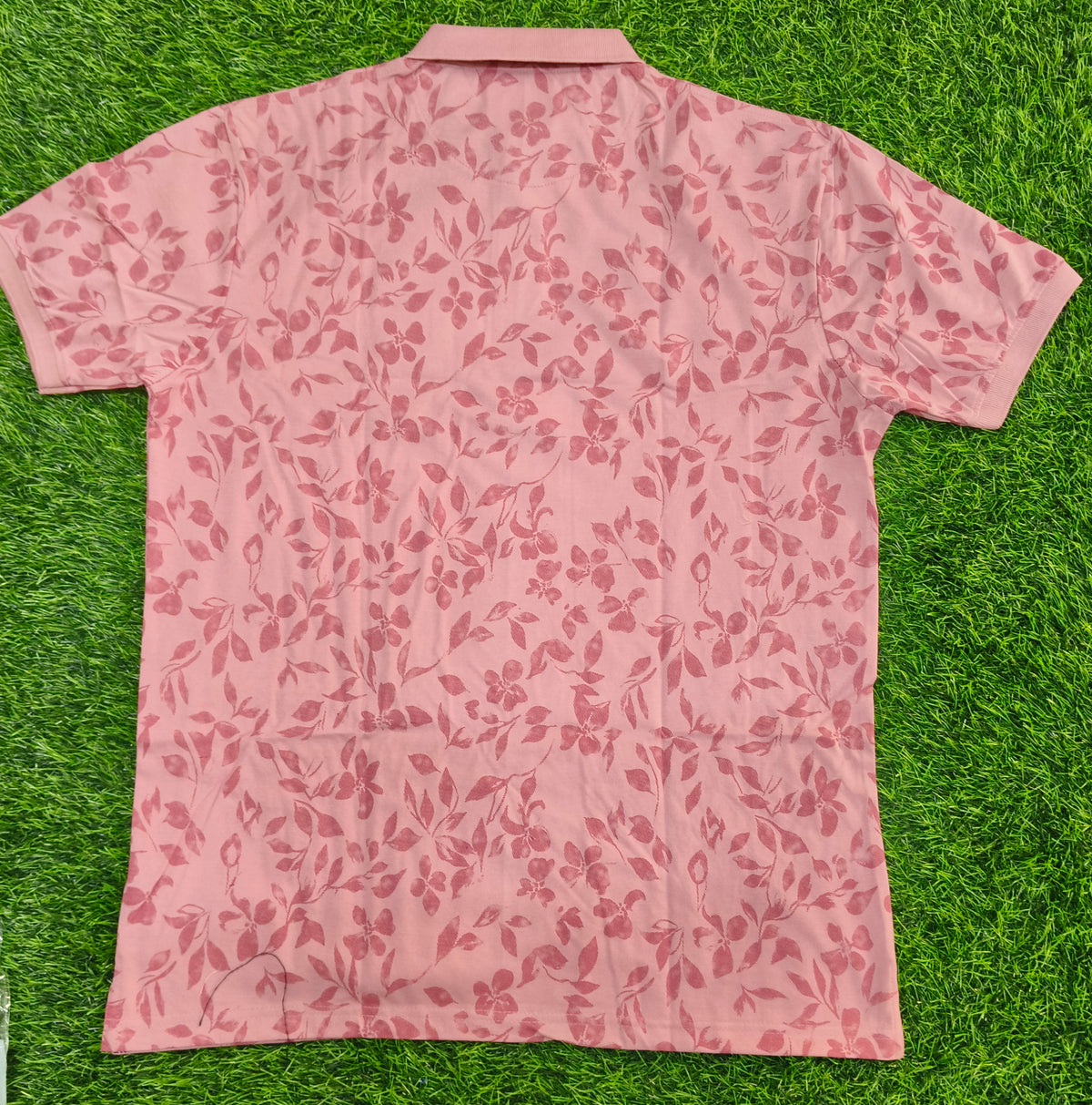 Men’s Dusty Rose Floral Print Side Slit Polo T-Shirt
