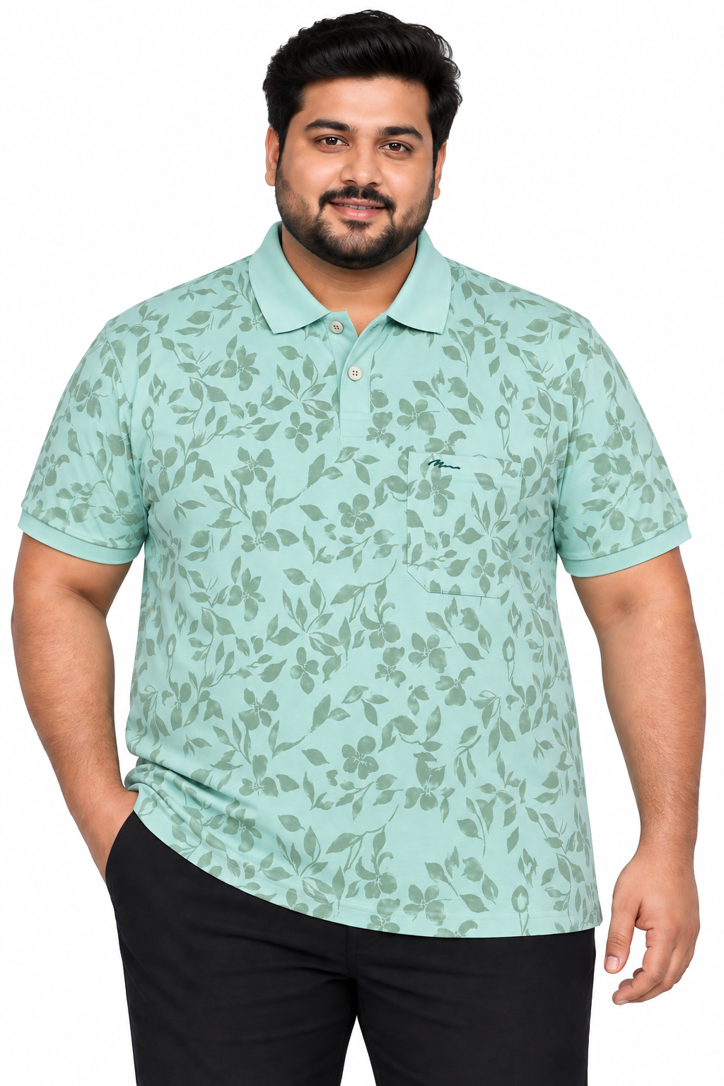 Men’s Light Pista Floral Print Side Slit Polo T-Shirt