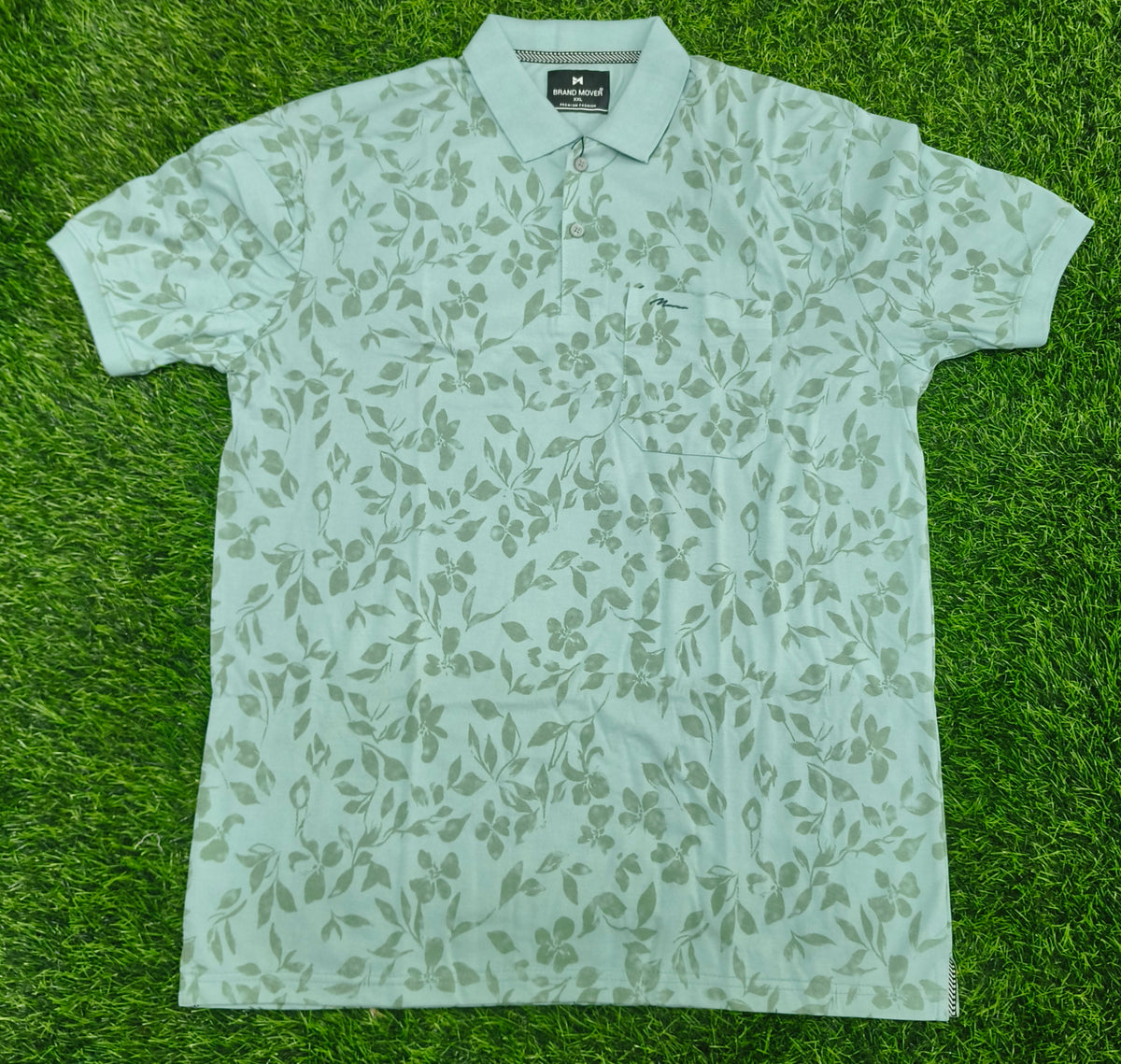 Men’s Light Pista Floral Print Side Slit Polo T-Shirt