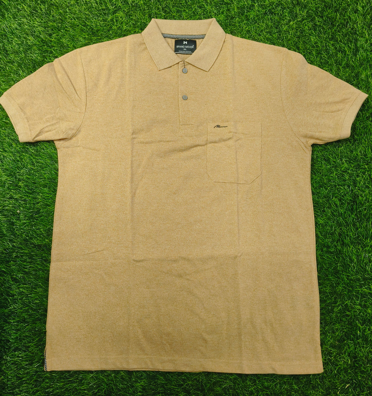 Men’s Camel Brown Polo T-Shirt with Chest Pocket