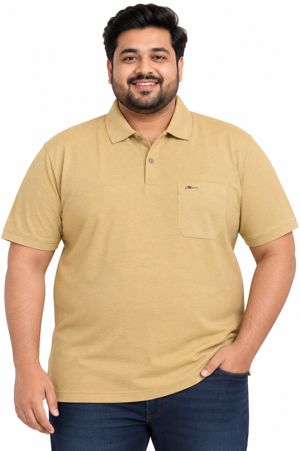 Men’s Camel Brown Polo T-Shirt with Chest Pocket