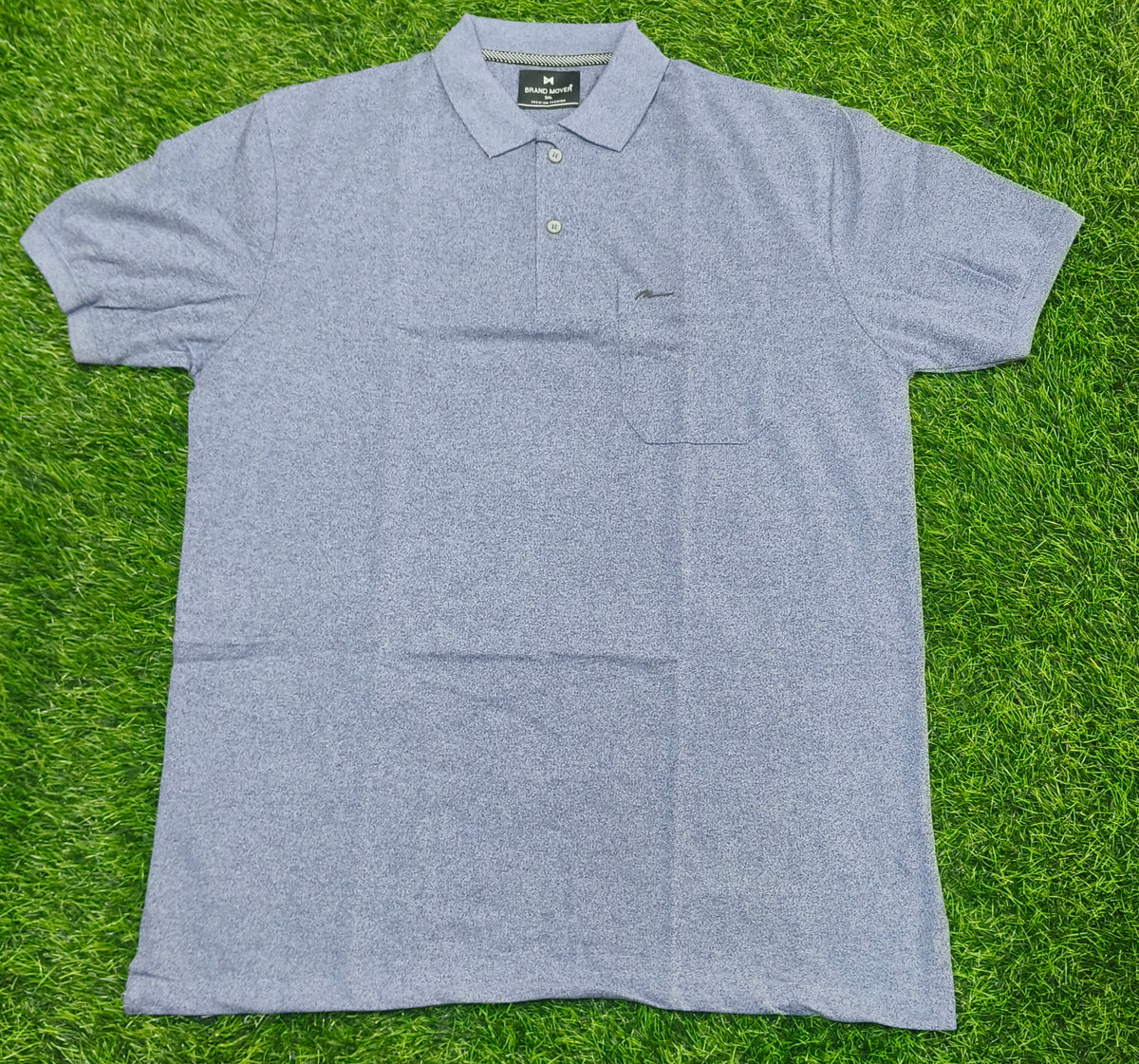 Men’s Steel Blue Polo T-Shirt with Chest Pocket