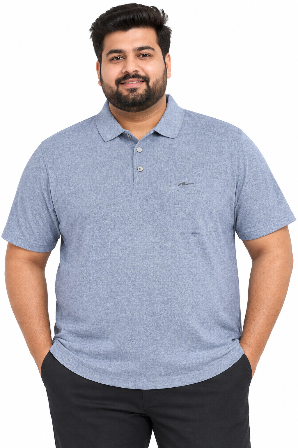 Men’s Steel Blue Polo T-Shirt with Chest Pocket