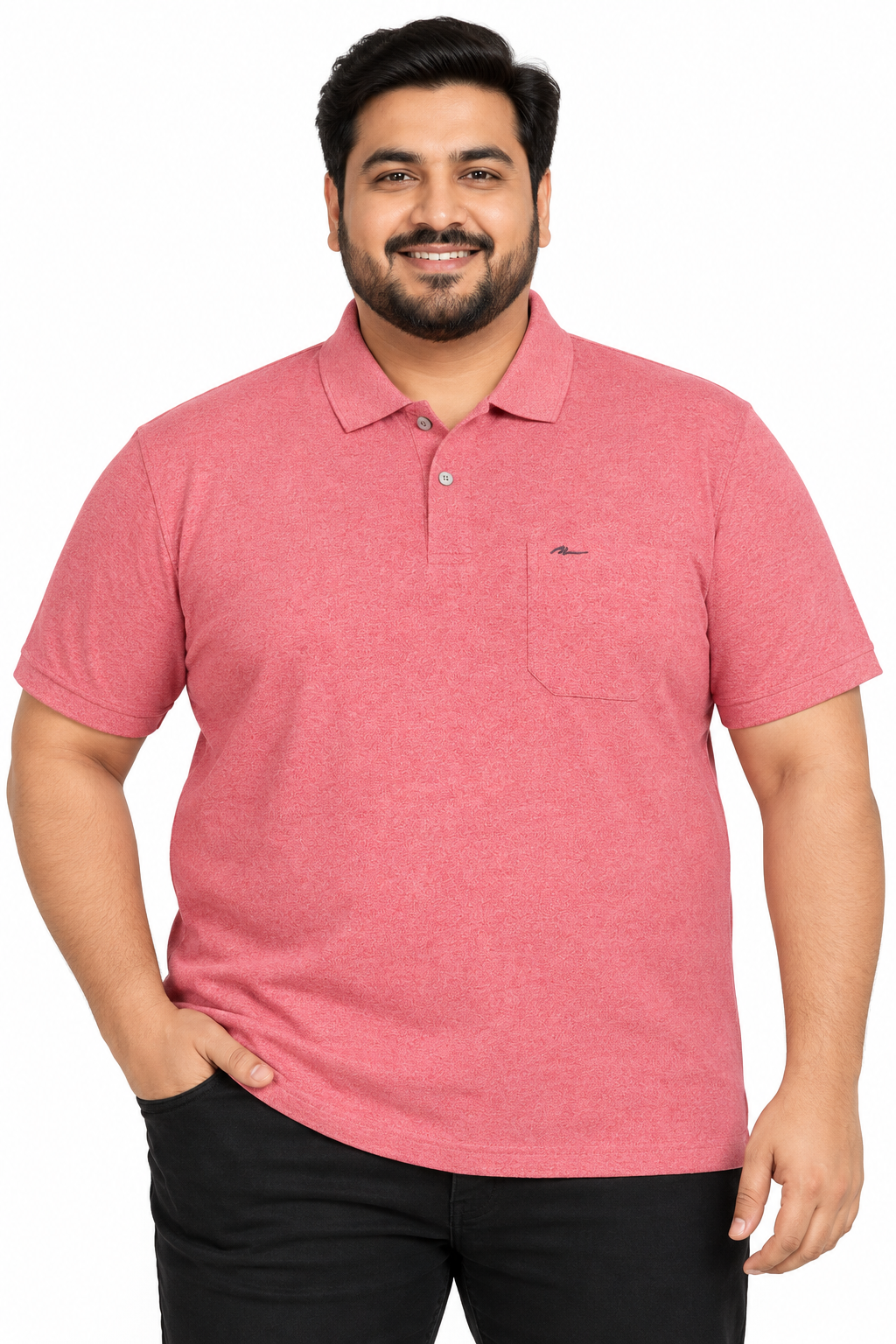 Men’s Rose Pink Polo T-Shirt with Chest Pocket