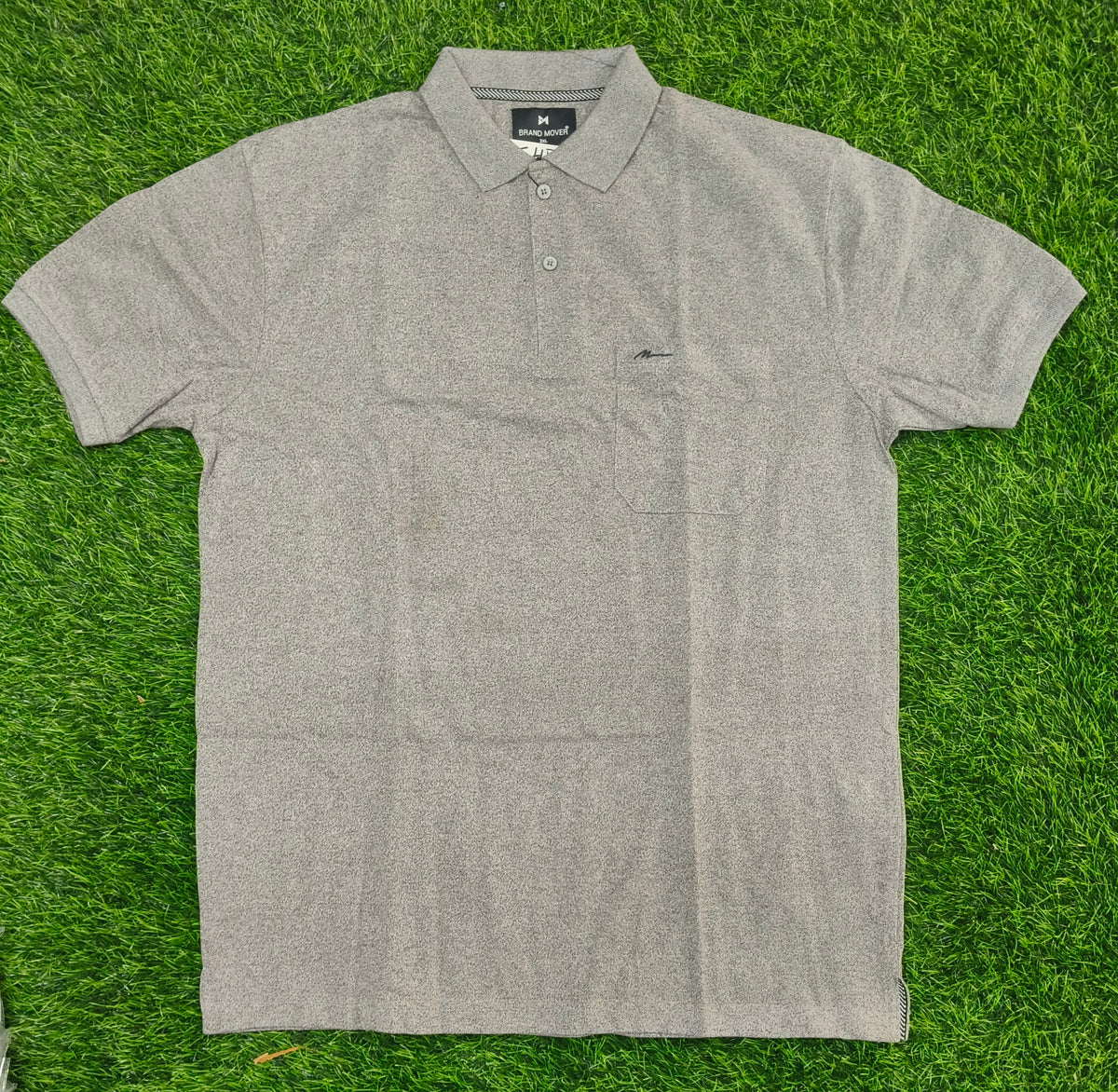 Men’s Light Grey Polo T-Shirt with Chest Pocket