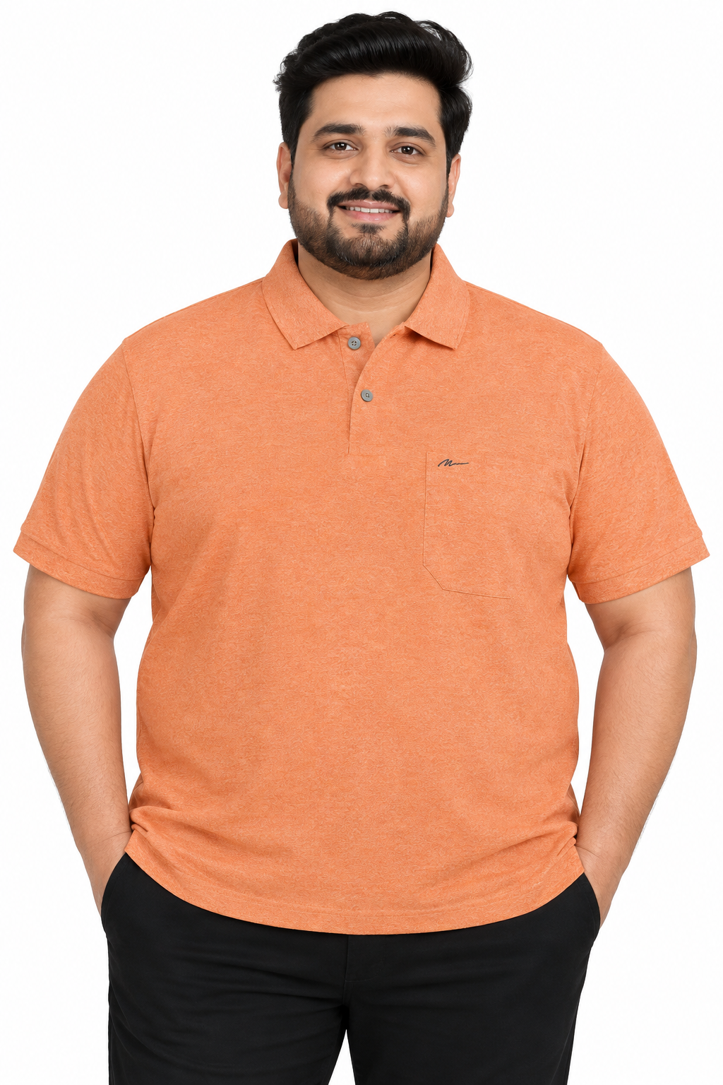 Men’s Peach Orange Polo T-Shirt with Chest Pocket