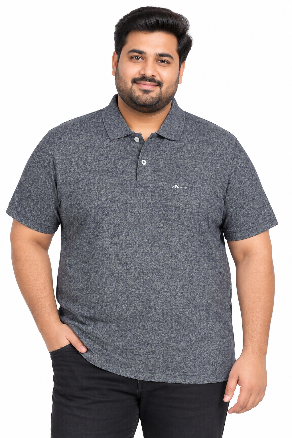 Men’s Charcoal Dark Grey Polo T-Shirt with Chest Pocket