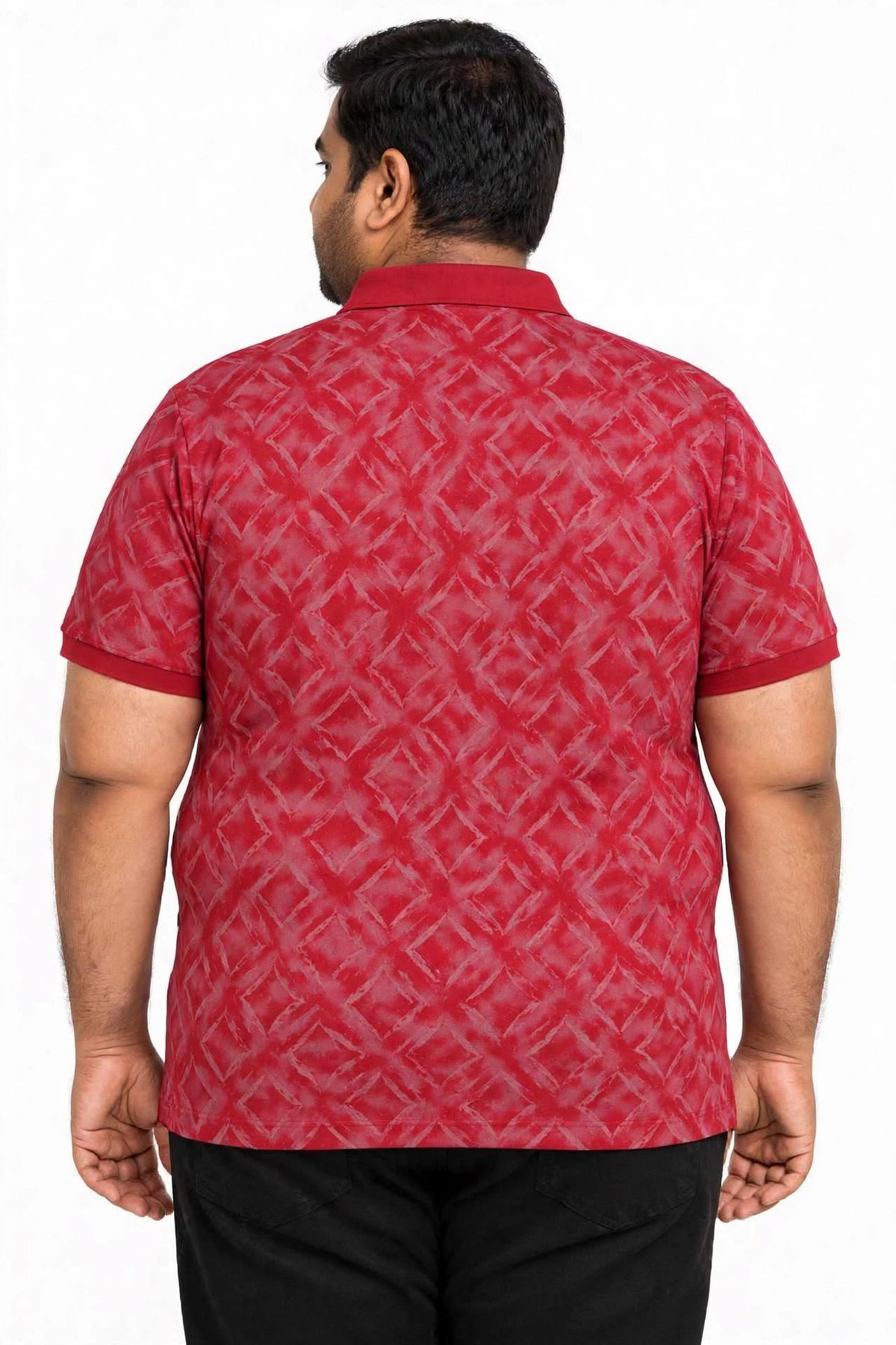 Men’s Maroon Geometric Printed Polo T-Shirt