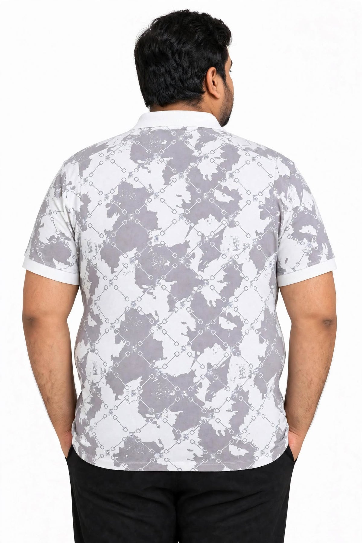 Men’s Light Purple Abstract Printed Polo T-Shirt