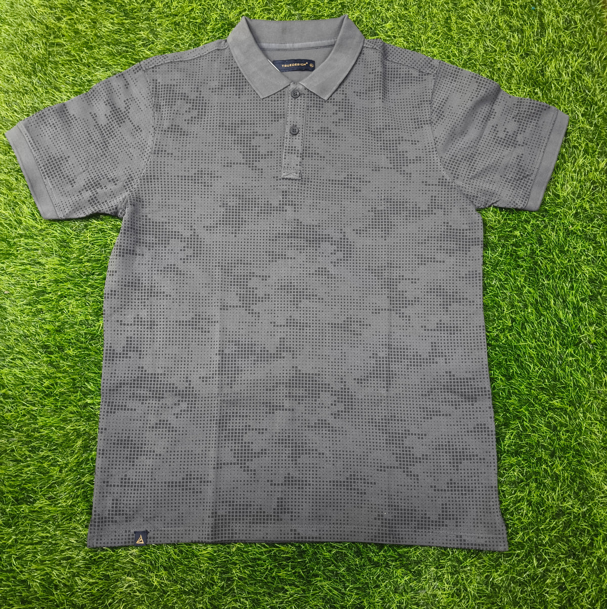 Men’s Charcoal Grey with Dark Grey Print Polo T-Shirt