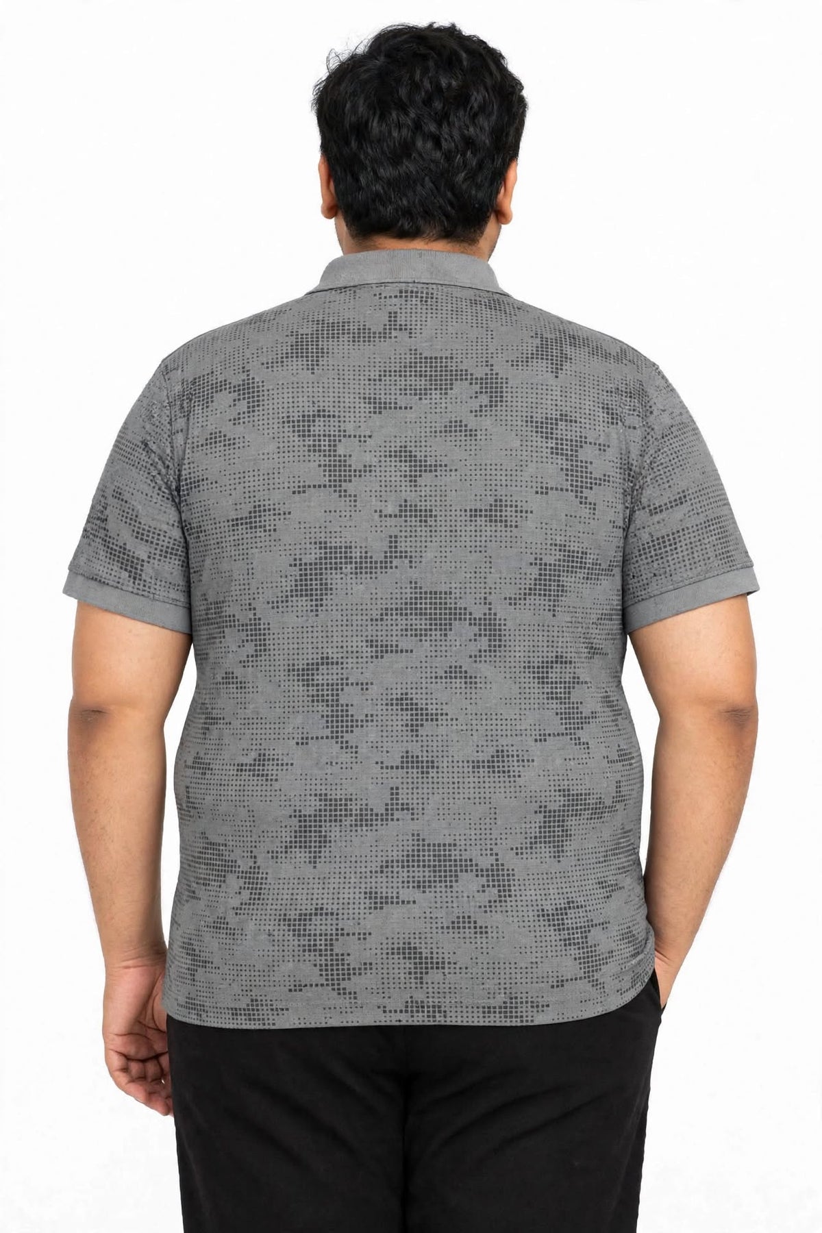 Men’s Charcoal Grey with Dark Grey Print Polo T-Shirt