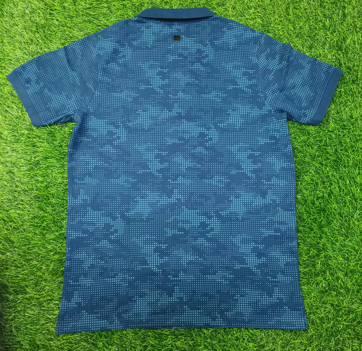 Men’s Navy Blue with Light Blue Print Polo T-Shirt