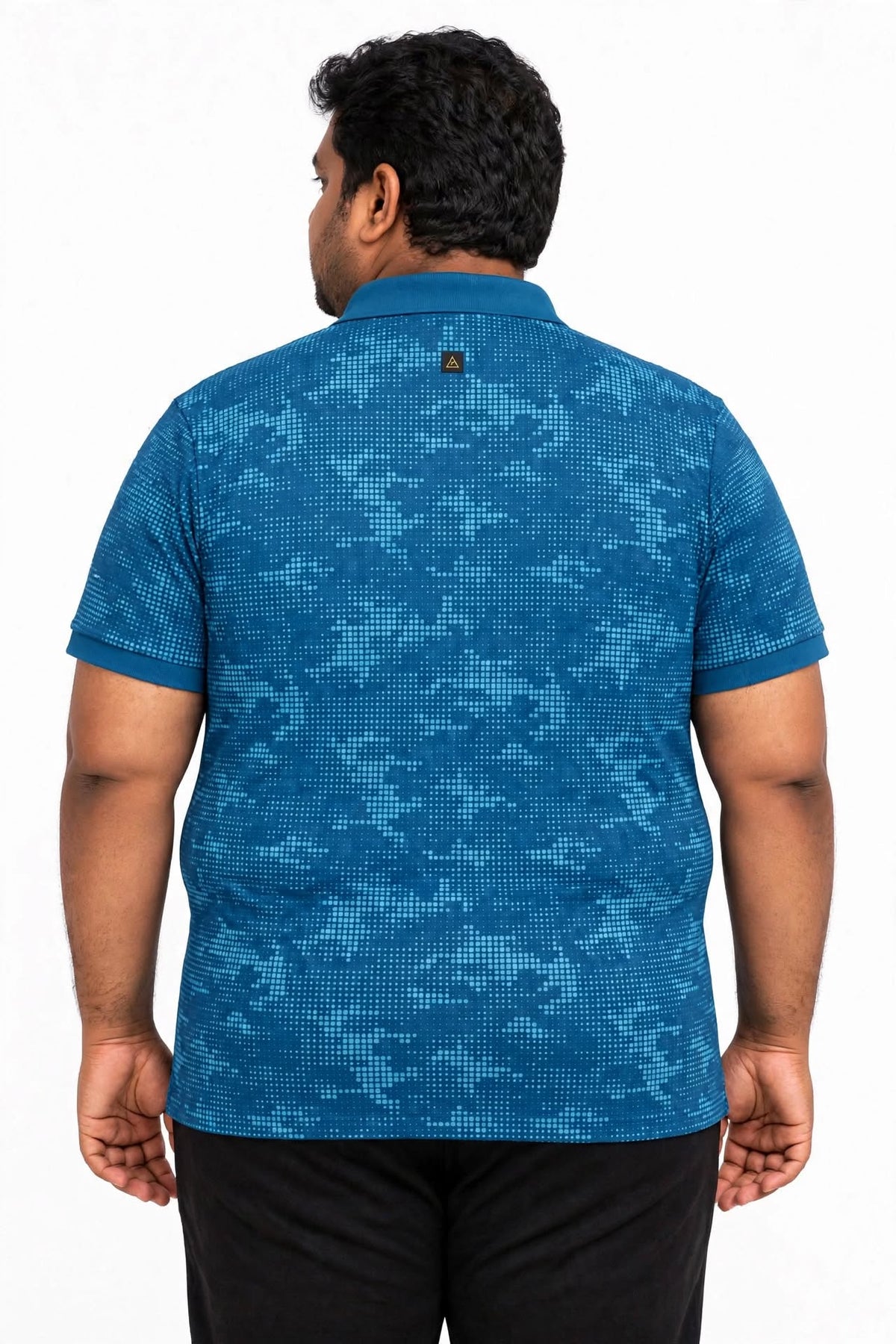 Men’s Navy Blue with Light Blue Print Polo T-Shirt
