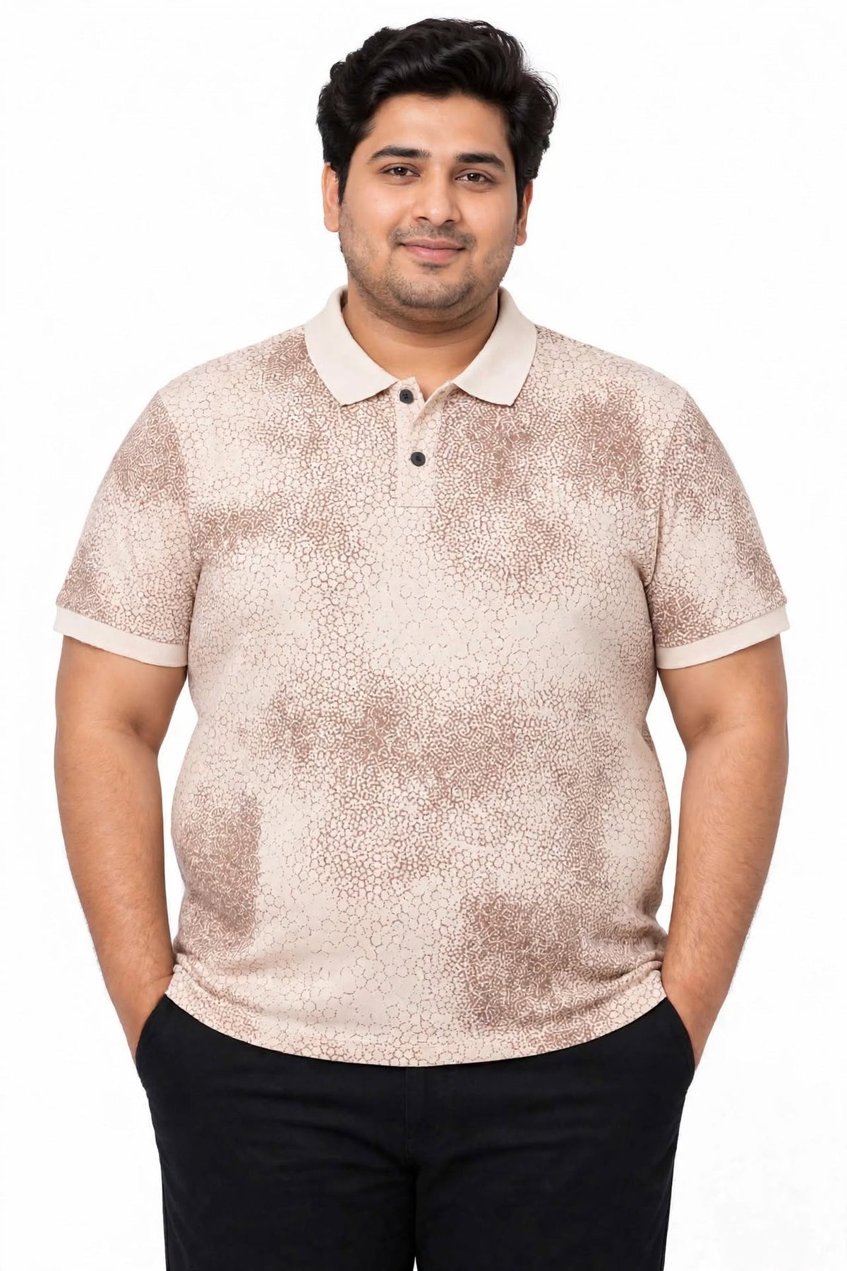 Men’s Light Blush Pink Printed Polo T-Shirt