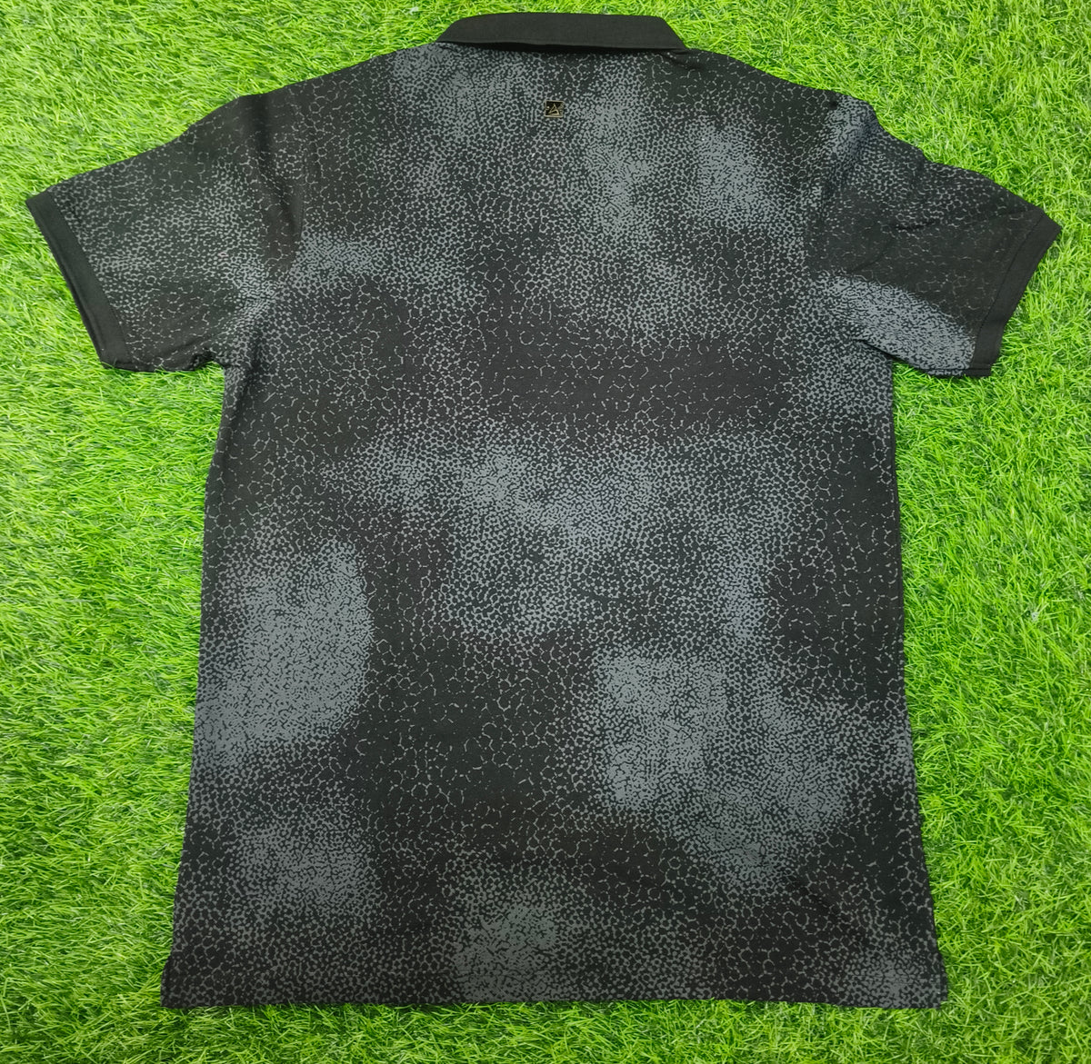 Men’s Black & Charcoal Grey Printed Polo T-Shirt