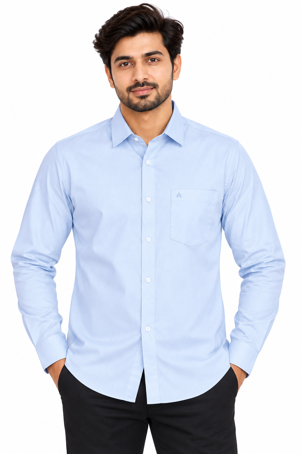 Men’s Light Sky Blue Full Sleeve Shirt with Chest Pocket