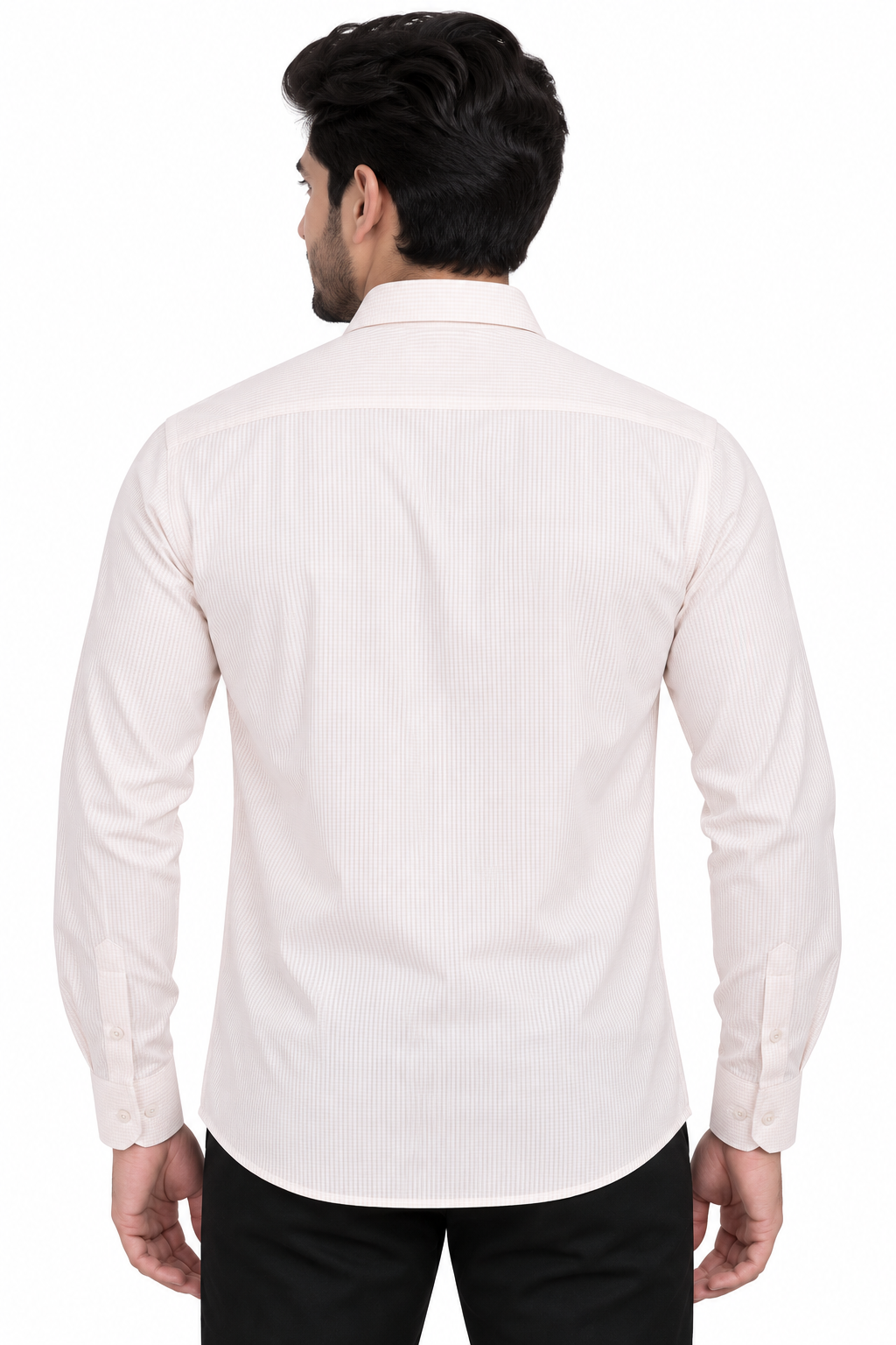 Men’s Light Peach Checked Full Sleeve Shirt