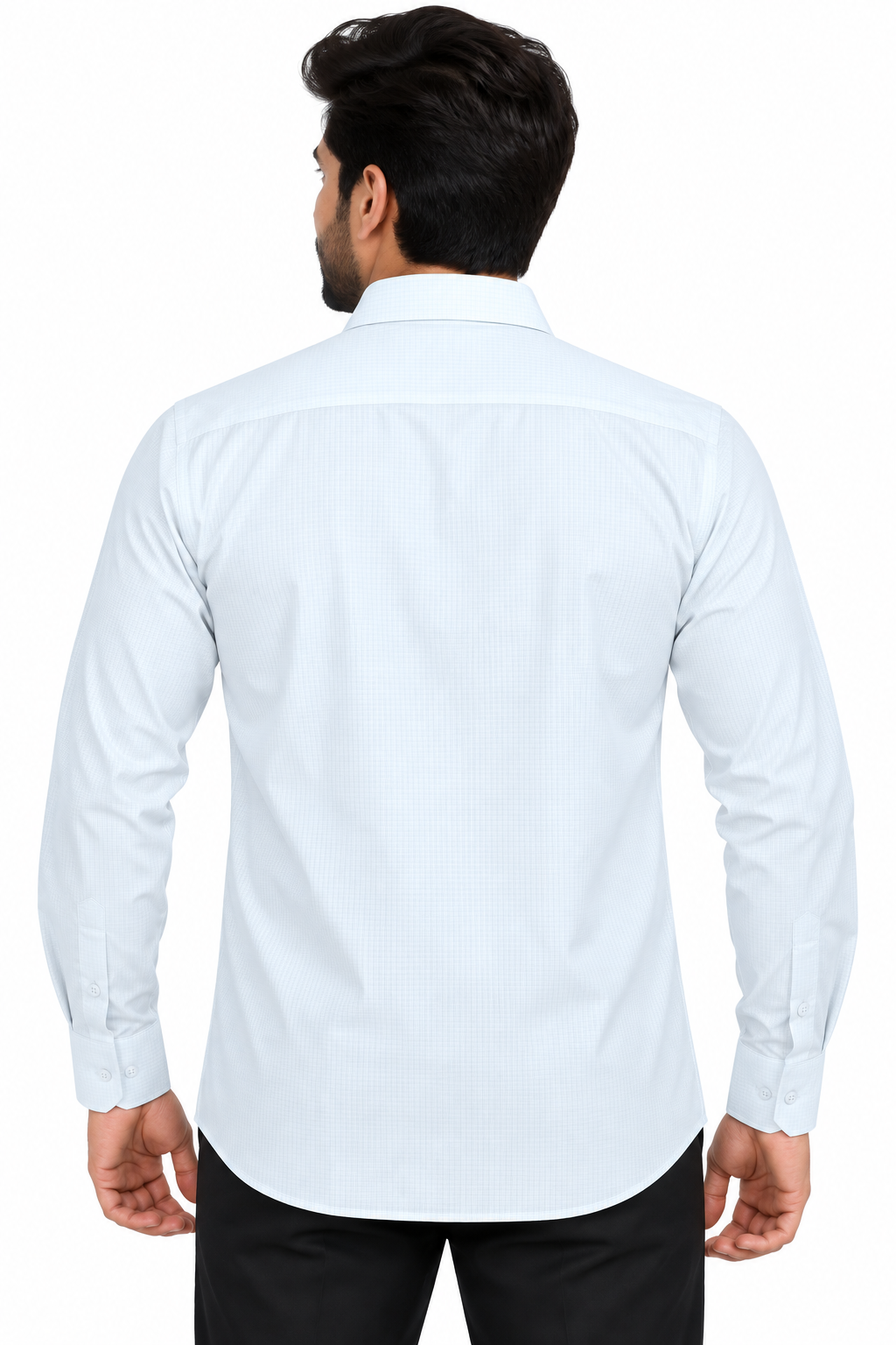 Men’s Light Sky Blue Micro Check Full Sleeve Shirt