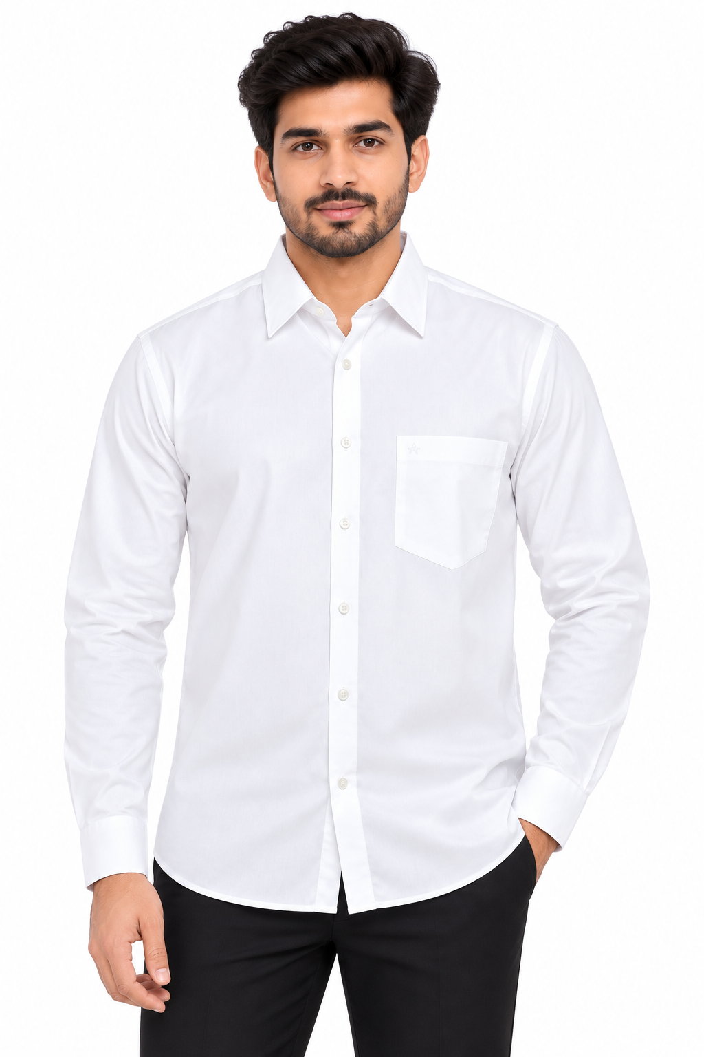 Men’s White Solid Full Sleeve Shirt