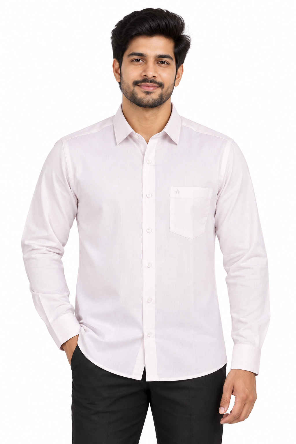 Men’s Light Pink Solid Full Sleeve Shirt