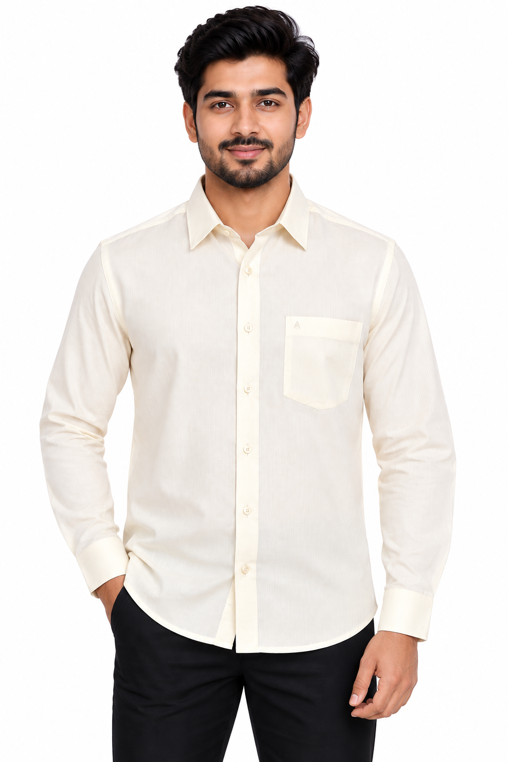 Men’s Light Orange Full Sleeve Shirt
